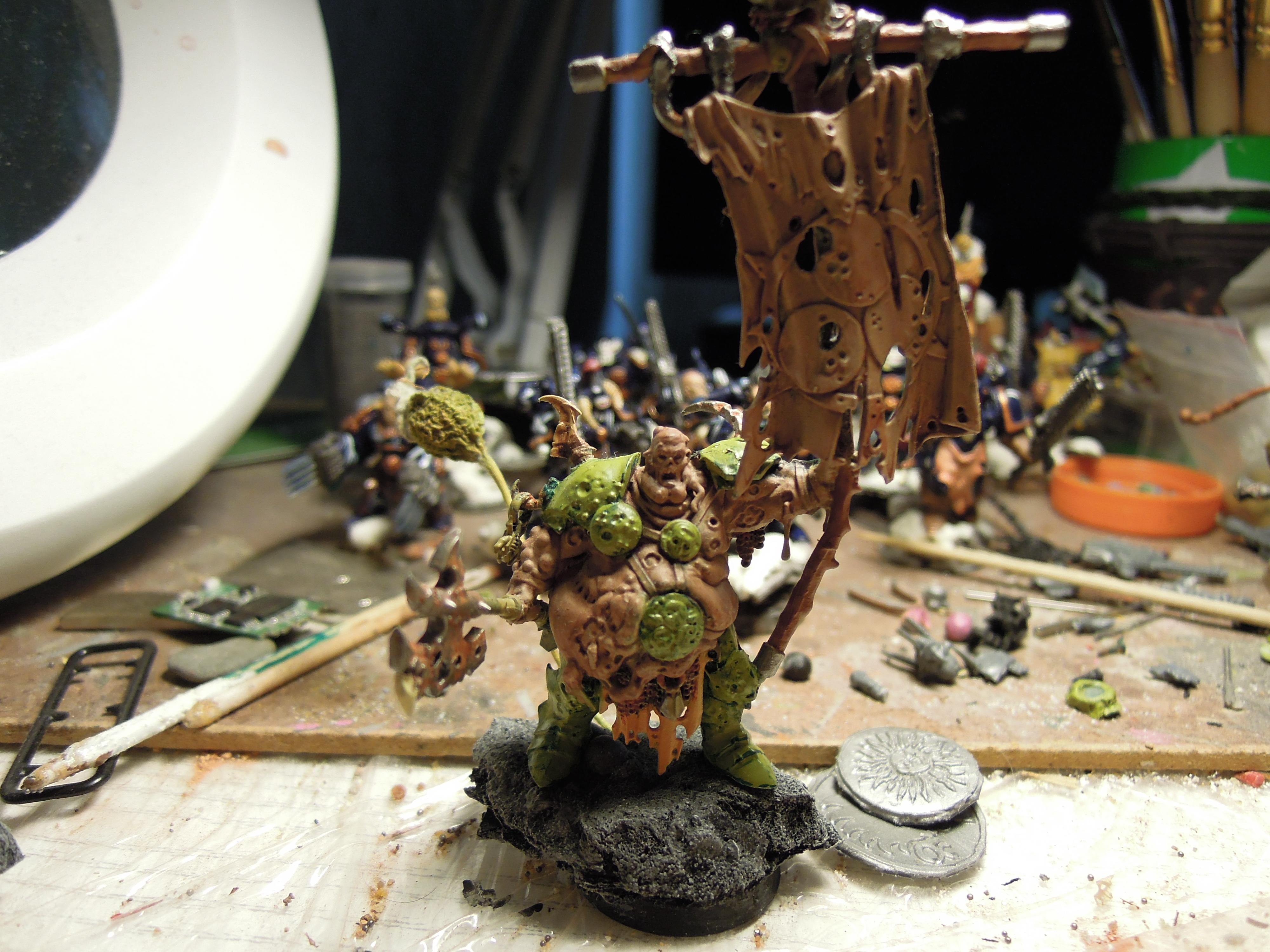Age Of Sigmar, Banner, Base, Blight, Boils, Buboes, Chaos, Conversion, Decay, Disease, Glottkin, Lord, Nurgle, Otto Glott, Pestilence, Plague, Rot, Spoilage, Standard, Work In Progress