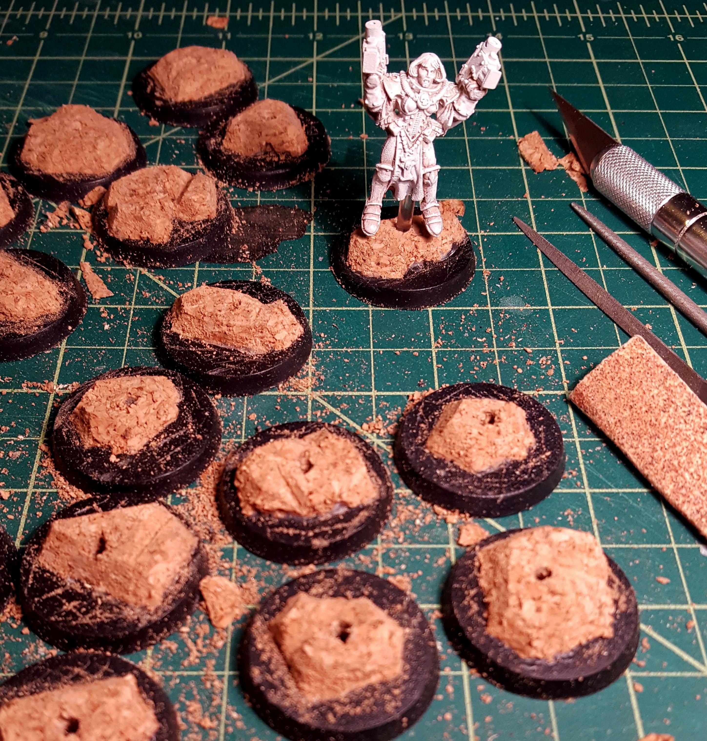 Mounting cork rocks to the flying bases for extra support