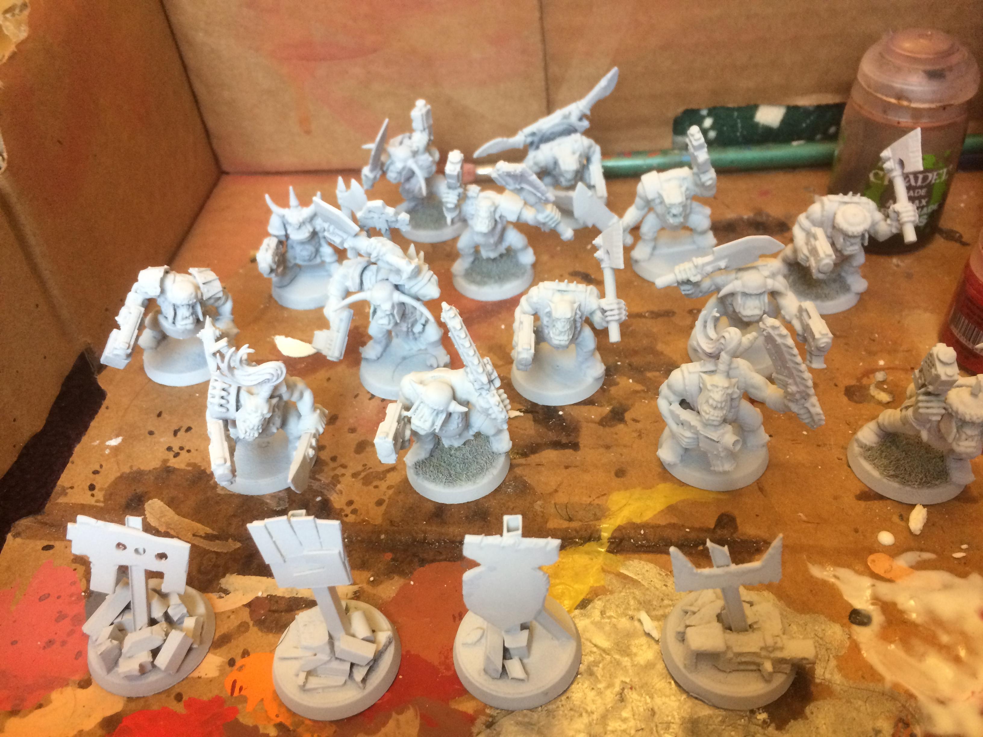 Boy, Orks, Base coated boyz and glyph markers 