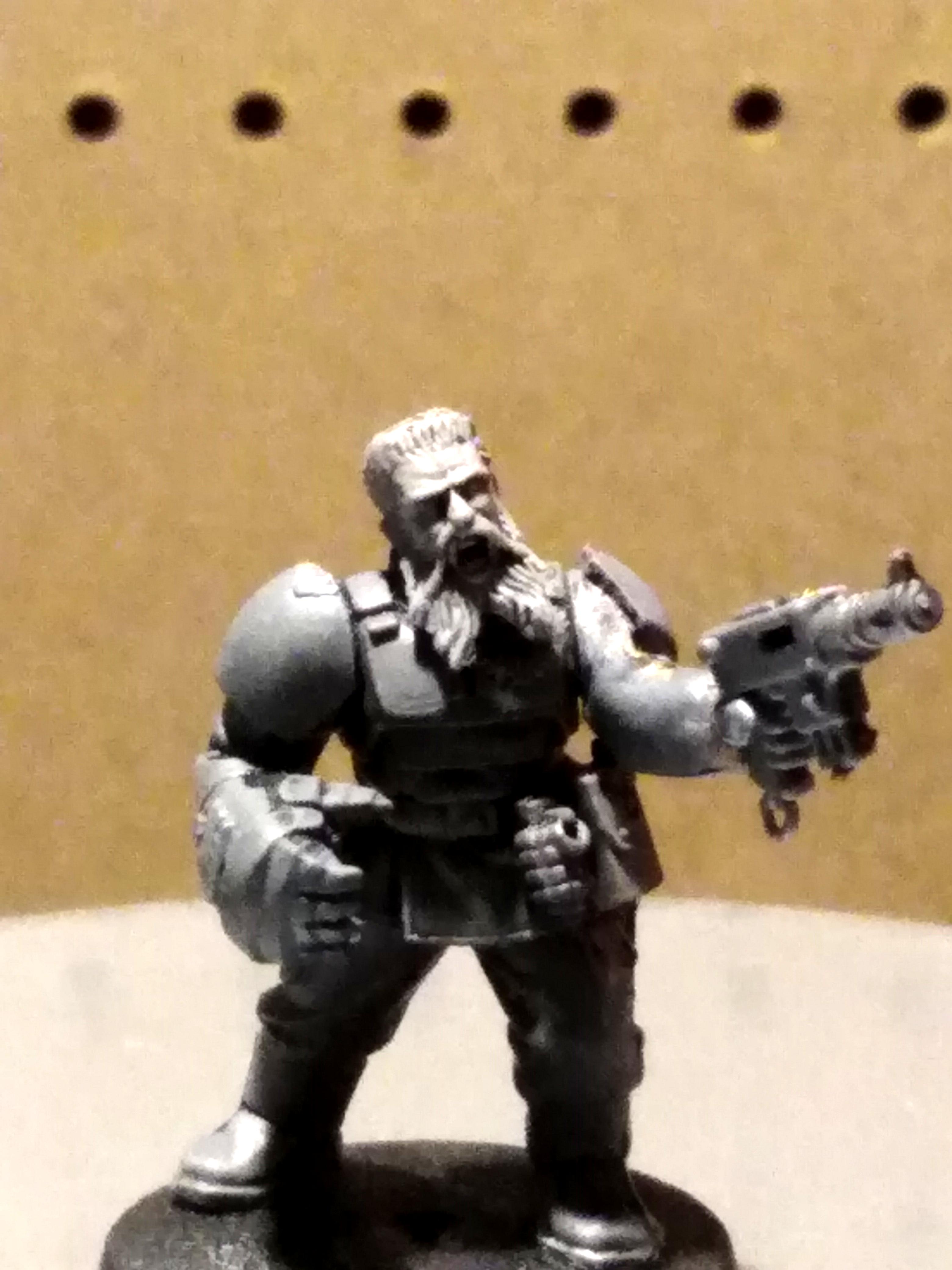 Autopistol, Beard, Guardsmen, Imperial Guard, Power Fist, Sergeant