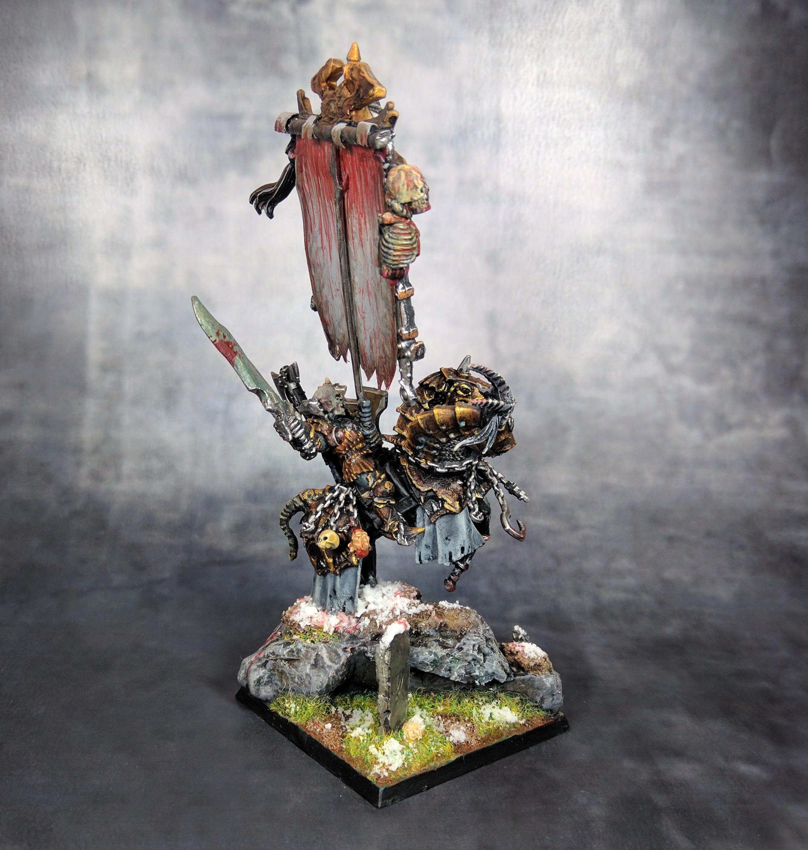 Blades Of Khorne, Bloodsecrator, Chaos Battle Standard Bearer, Conversion, Khorne, Khorne Battle Standard Bearer, Standard Bearer On Daemonic Steed