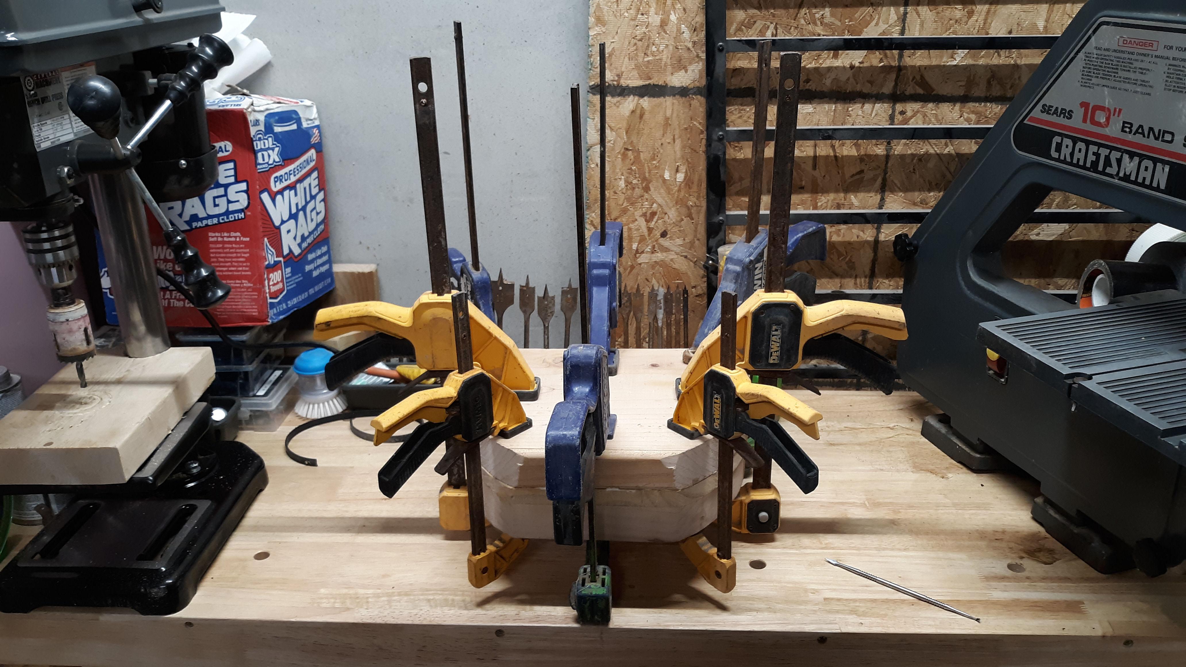 Despite the Cat Attack I have the first tier blank cut glued and clamped