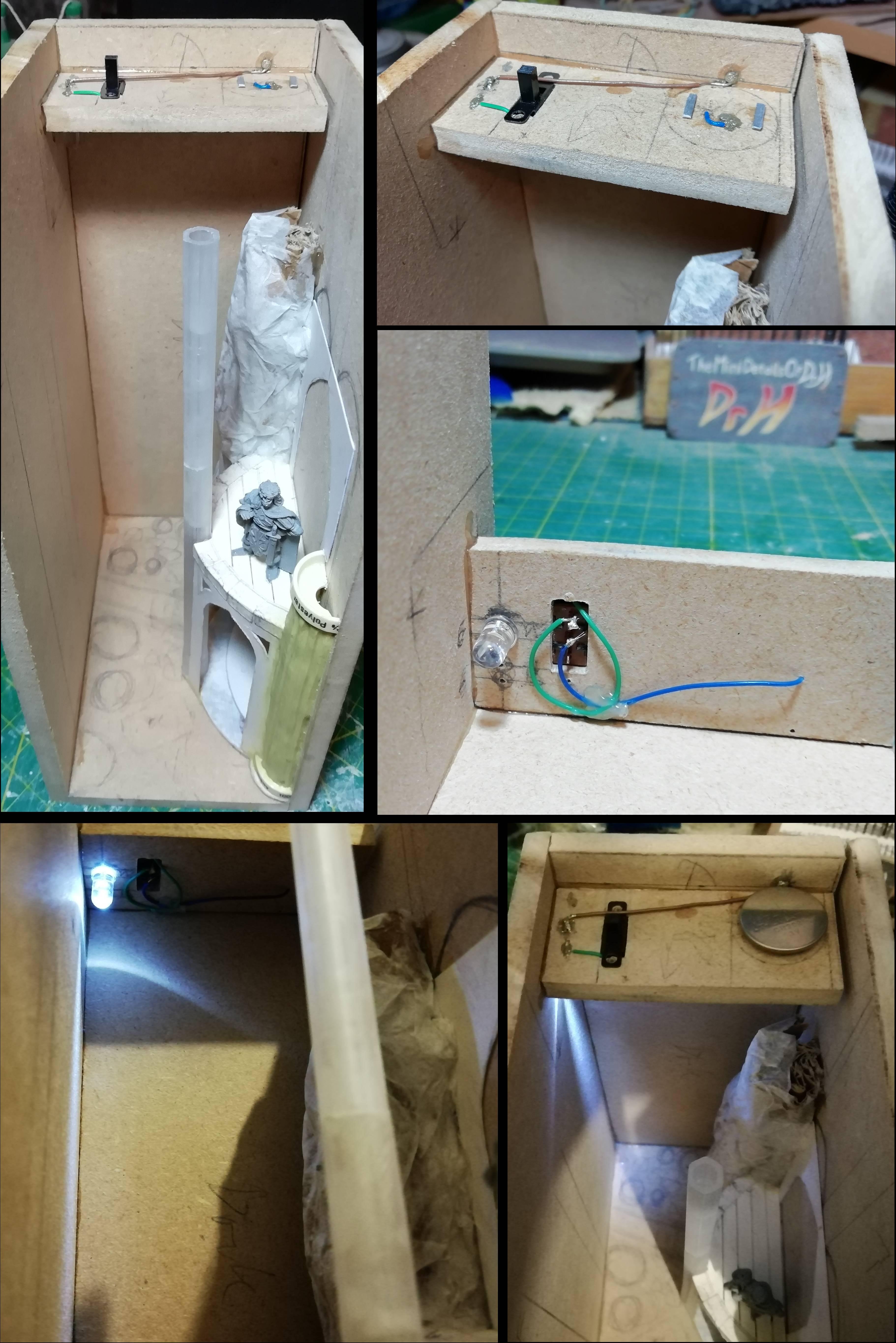Bookcase diorama wip 4; lighting