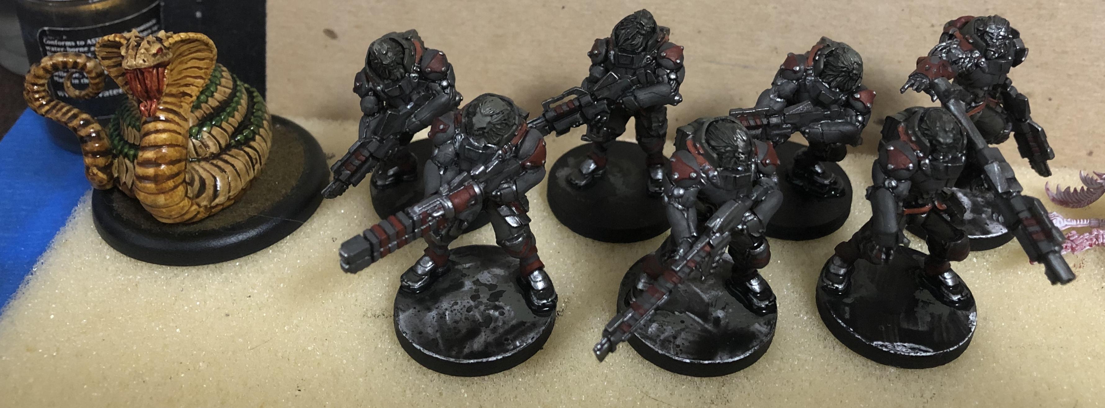 Combined Army, Corvus Belli, Fey, Gorar, Infinity, Malifaux, Morat, Vanguard Infantry, Work In Progress