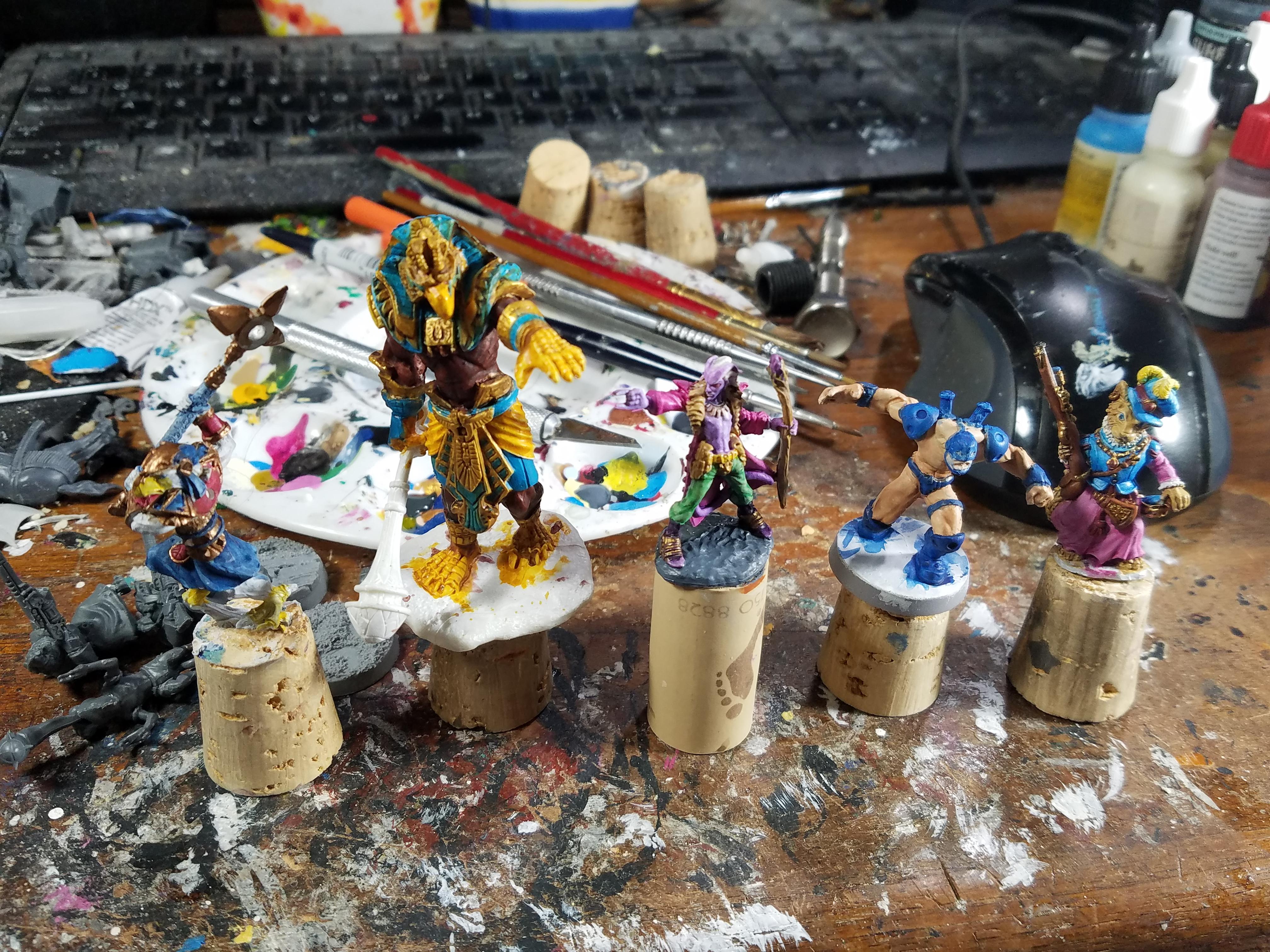 Adventuress, Bones, Crocodile Games, Egyptian, Oathsworn, Reaper, Superheros, Work In Progress
