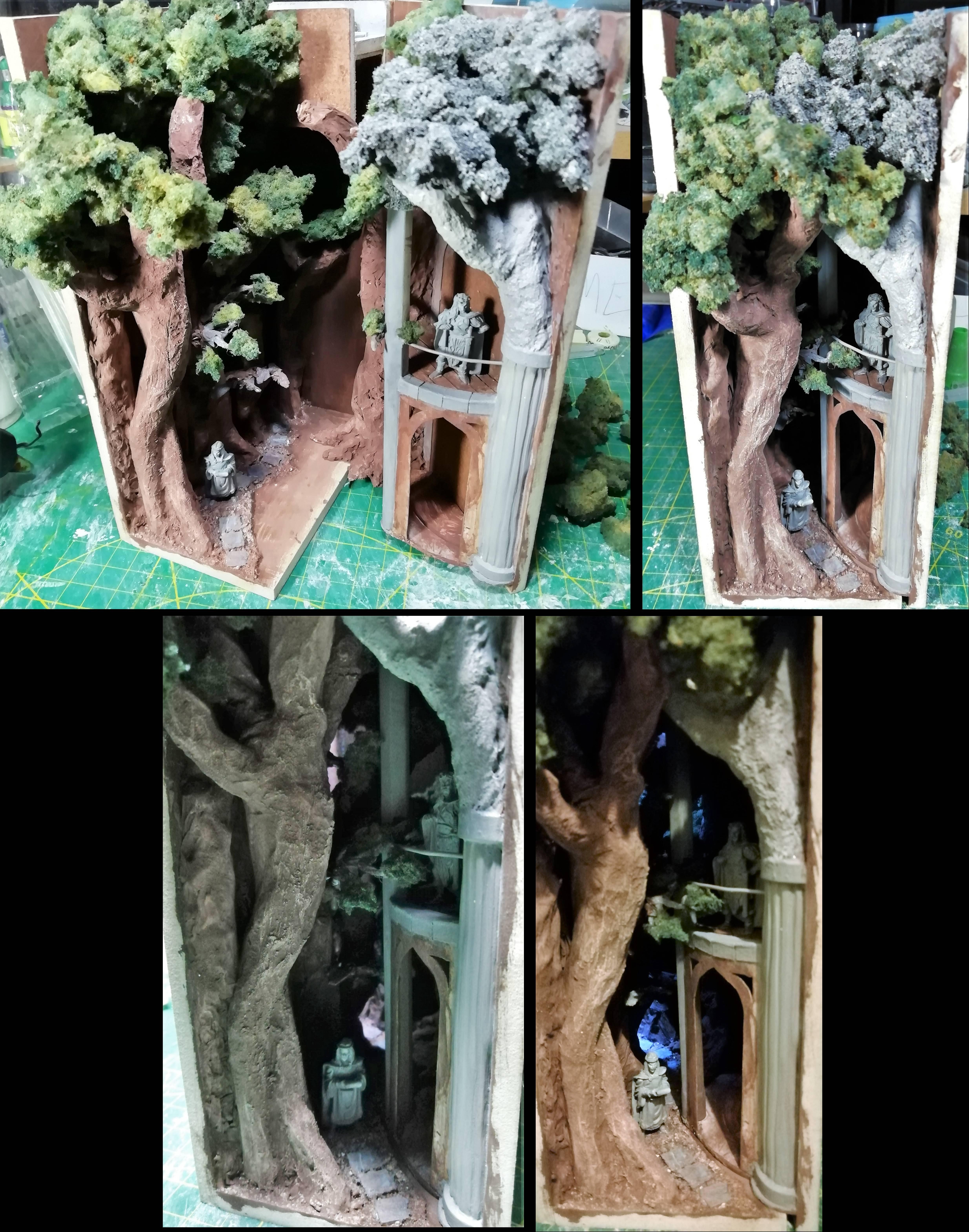 Bookcase diorama wip 8; prep'ed for painting