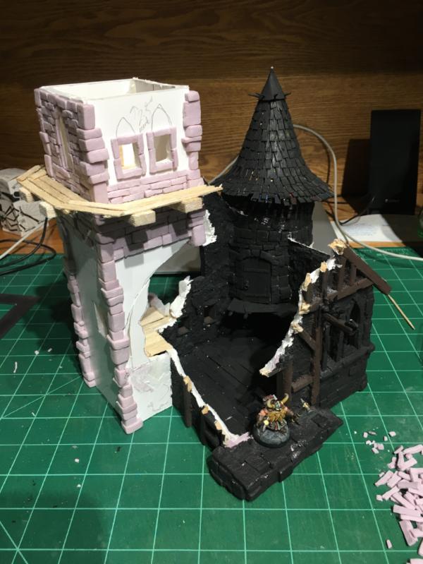Testing out new materials. Currently building walls with actual mini bricks  and mortar! :D : r/TerrainBuilding