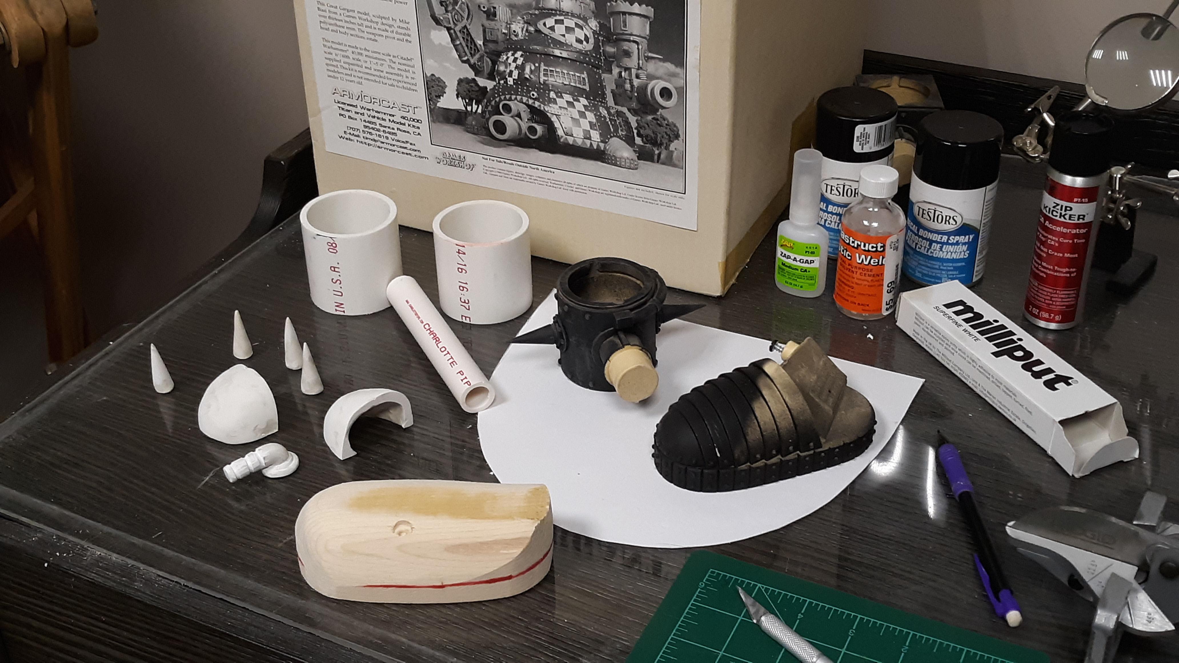 Not all is going to be plastic card and foambaord some is going to be Milliput, Greenstuff and Sculpey