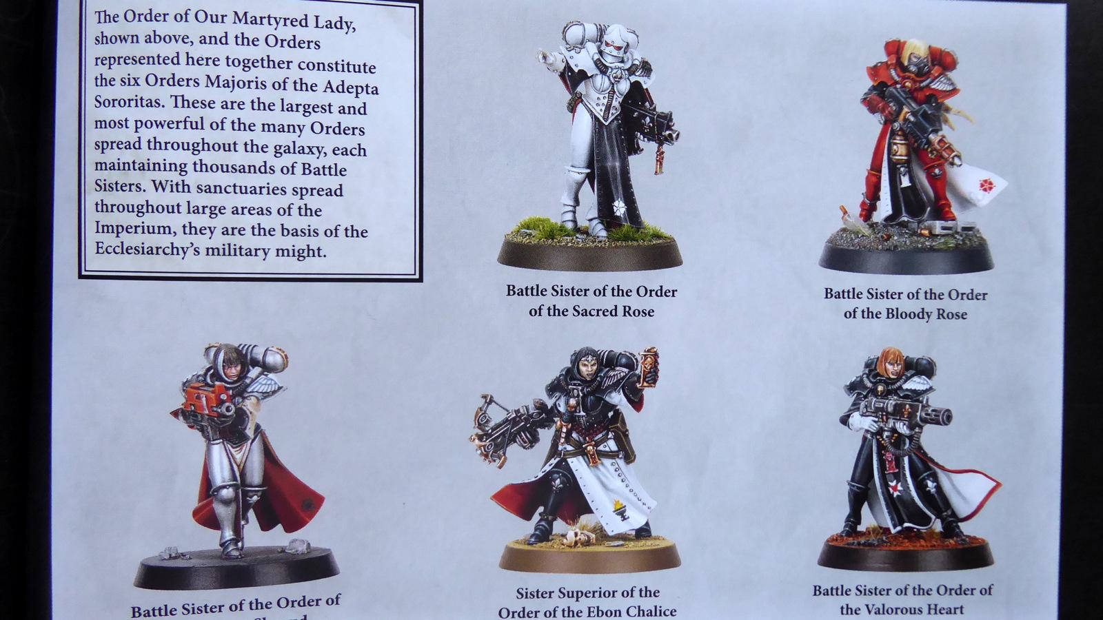Adepta Sororitas, Colour Schemes, Warhammer 40,000