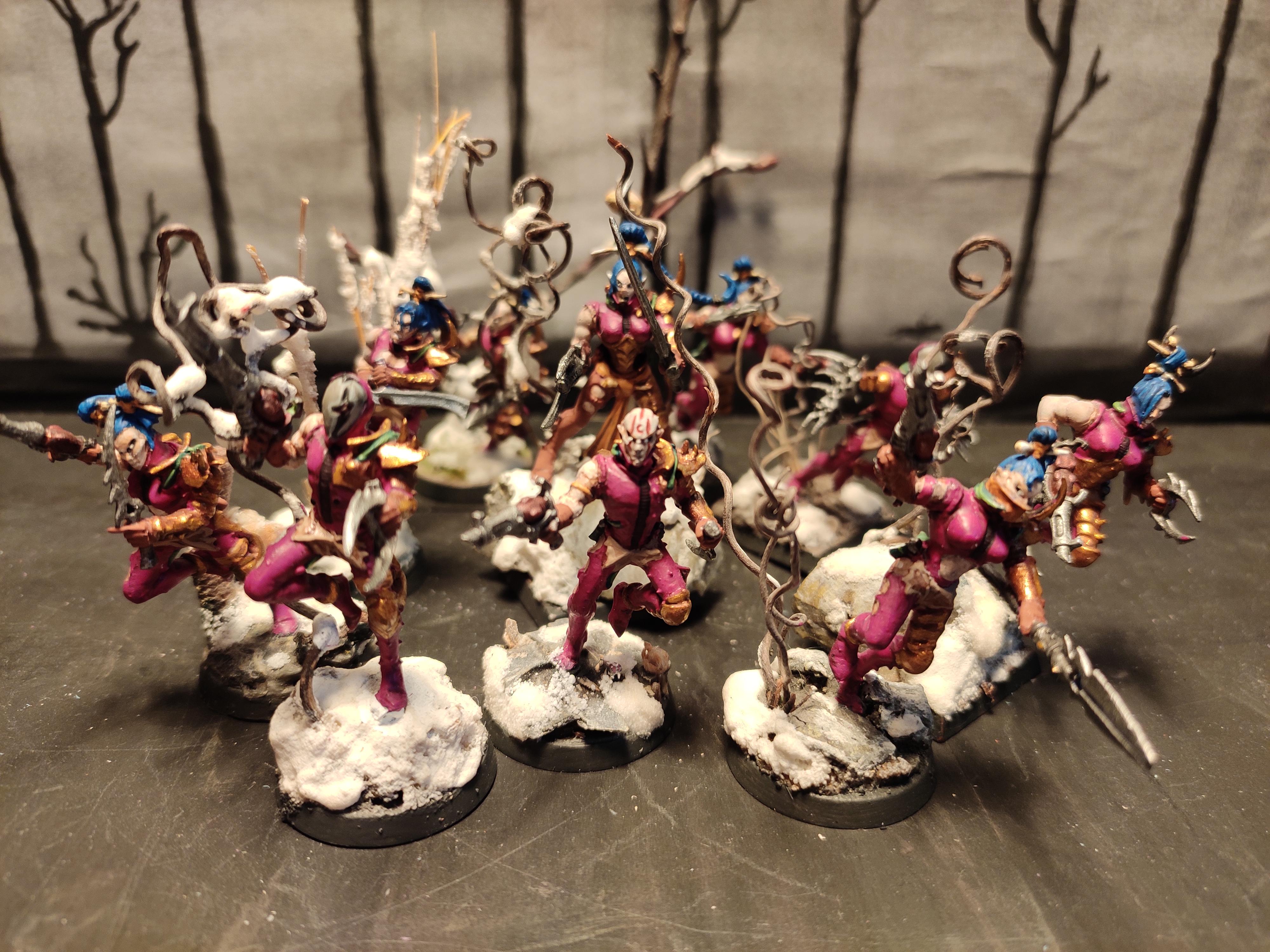 Blades, Blast Pistol, Commorragh, Conversion, Coven, Dagger, Dark Eldar, Drukhari, Infantry, Kabal, Regiment, Snow, Spear, Warhammer 40,000, Wych, Wyches, Xenos