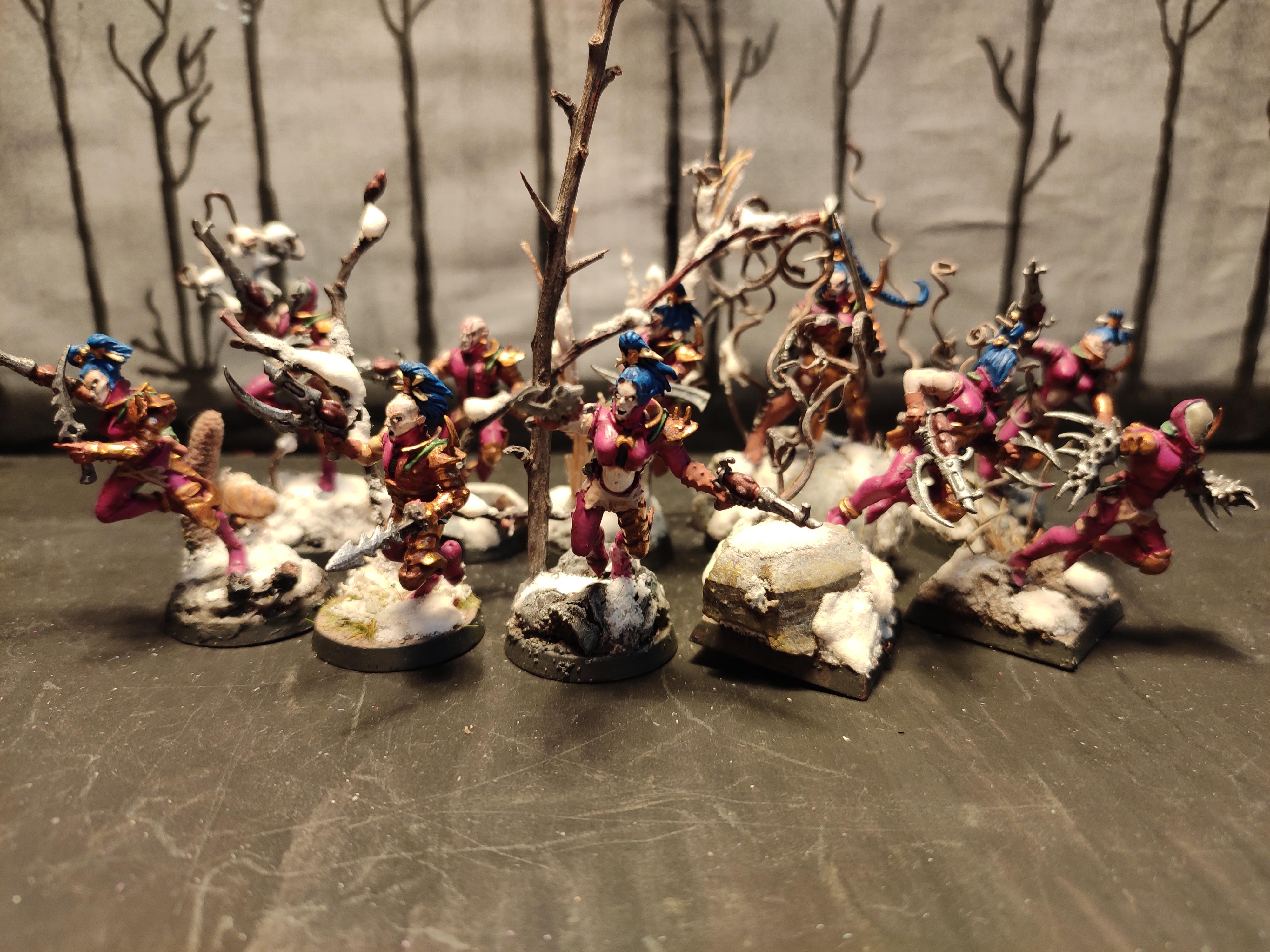 Blades, Blast Pistol, Commorragh, Conversion, Coven, Dagger, Dark Eldar, Drukhari, Infantry, Kabal, Regiment, Snow, Warhammer 40,000, Wych, Wyches, Xenos