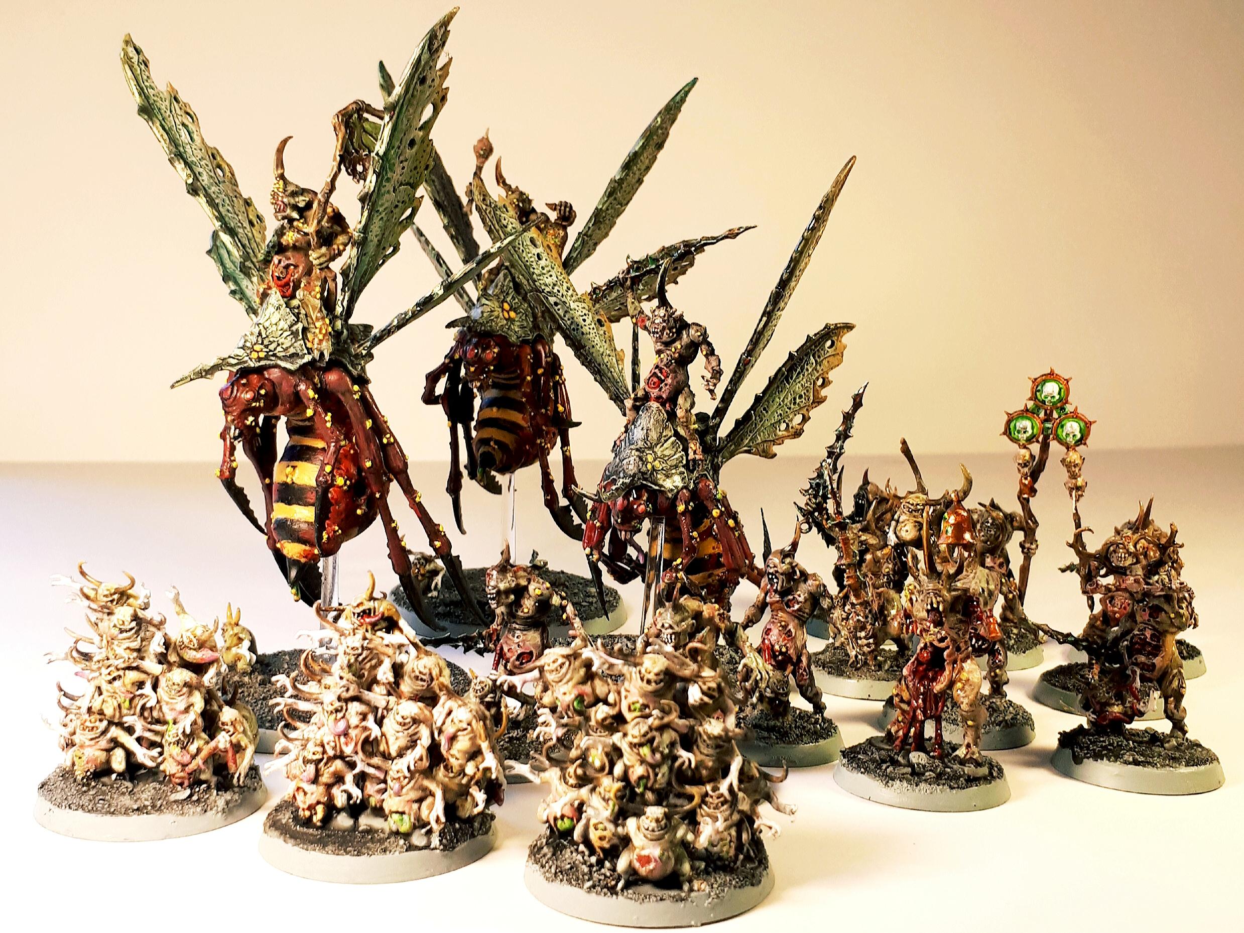 Age Of Sigmar, Daemons Of Chaos, Daemons Of Nurgle, Nurgle, Nurglings, Plague, Plague Drones, Plaguebearers, Play Painted, Warhammer 40,000