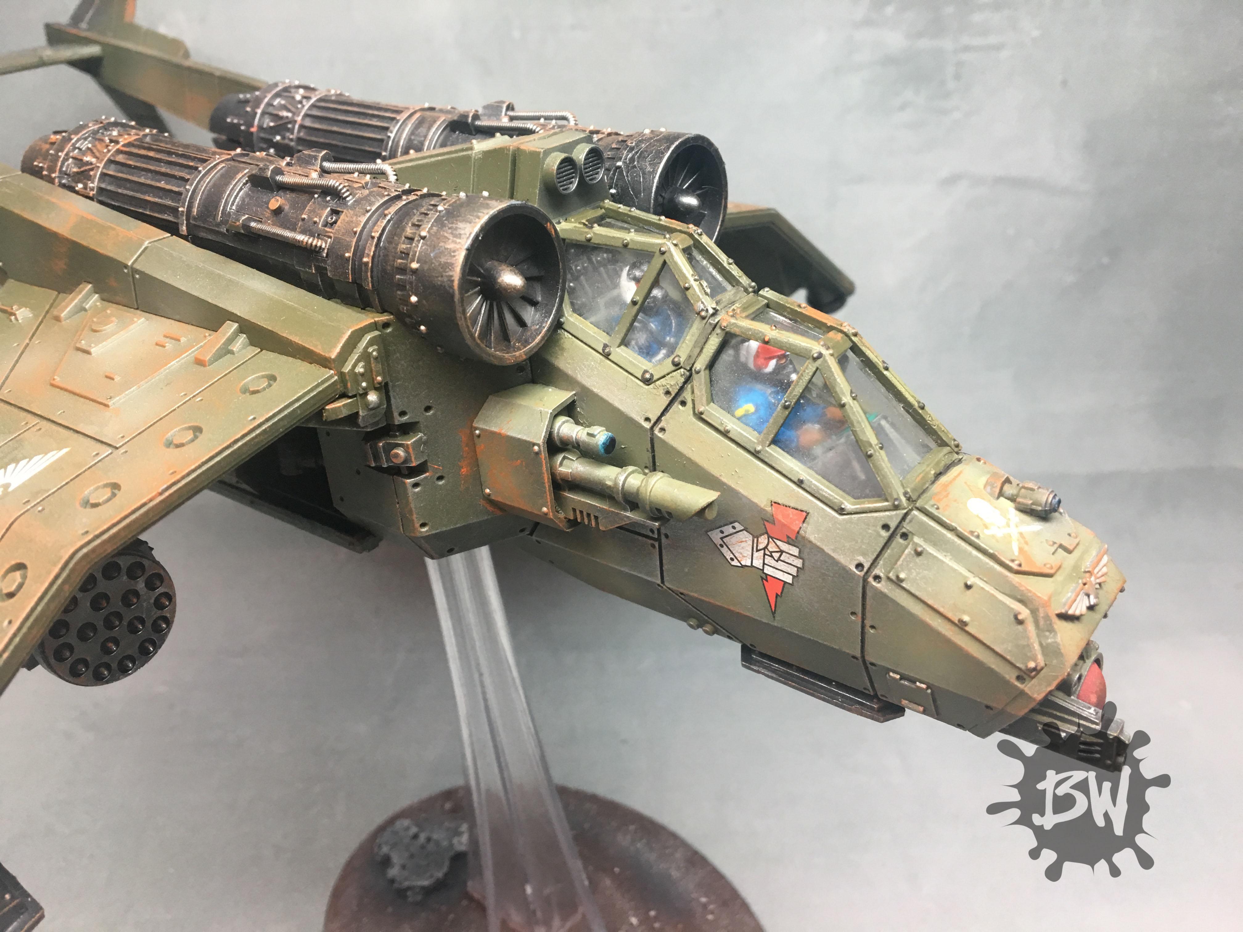 Bw, Flyer, Games Workshop, Imperial Guard, Imperium, Pro-painted, Valkyrie, Warhammer 40,000