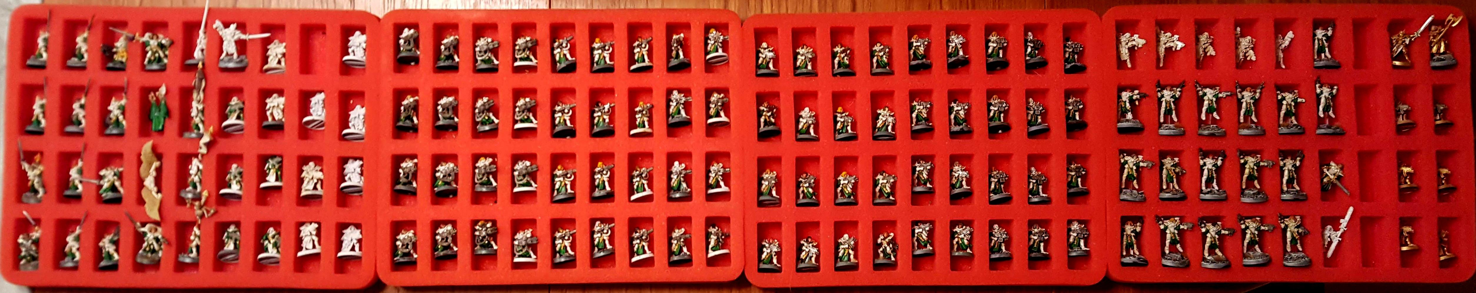 All the Sororitas infantry, closing in on fully painted... about 30 models to go. 