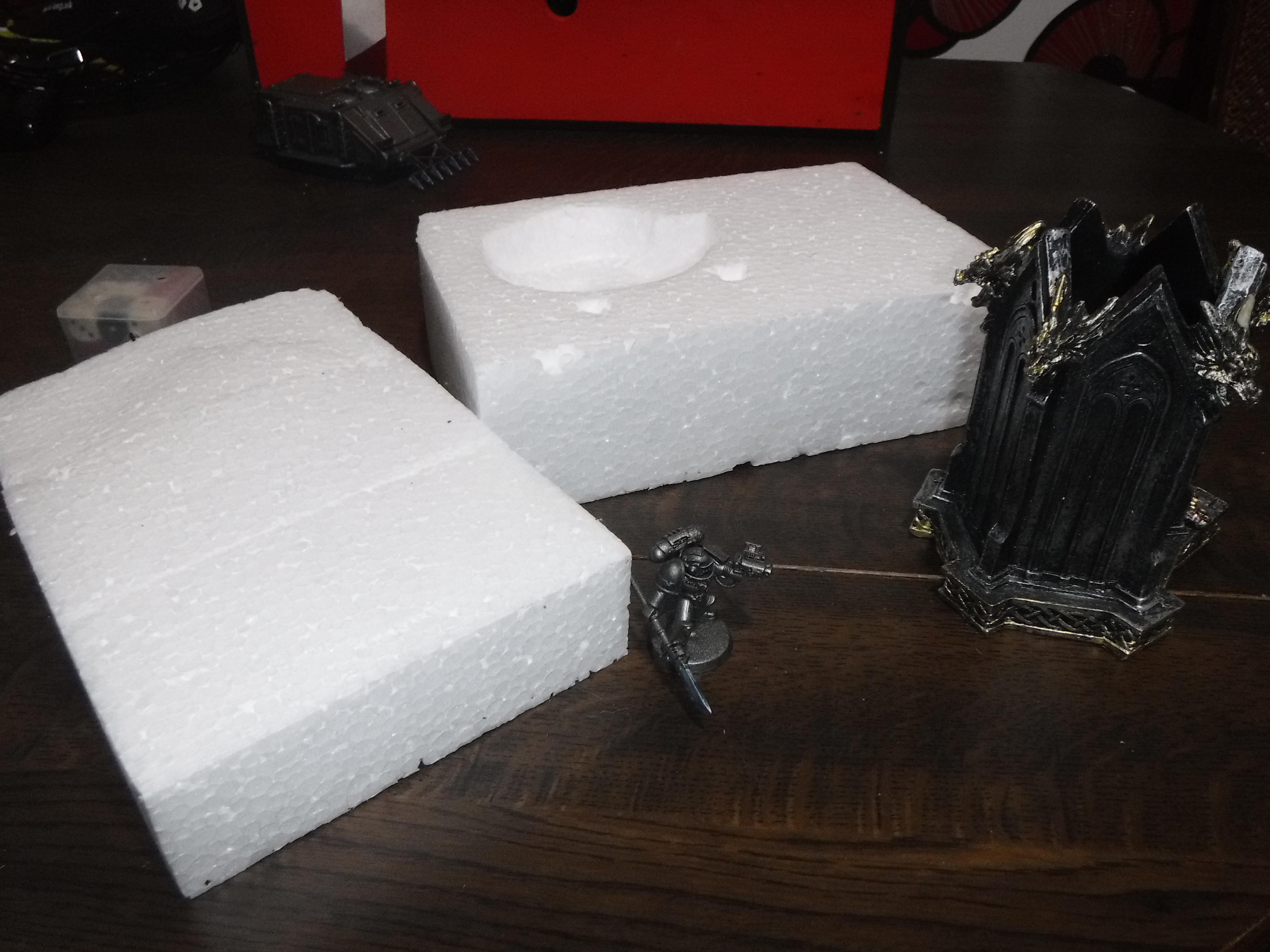 packing blocks and a grey knight for scale