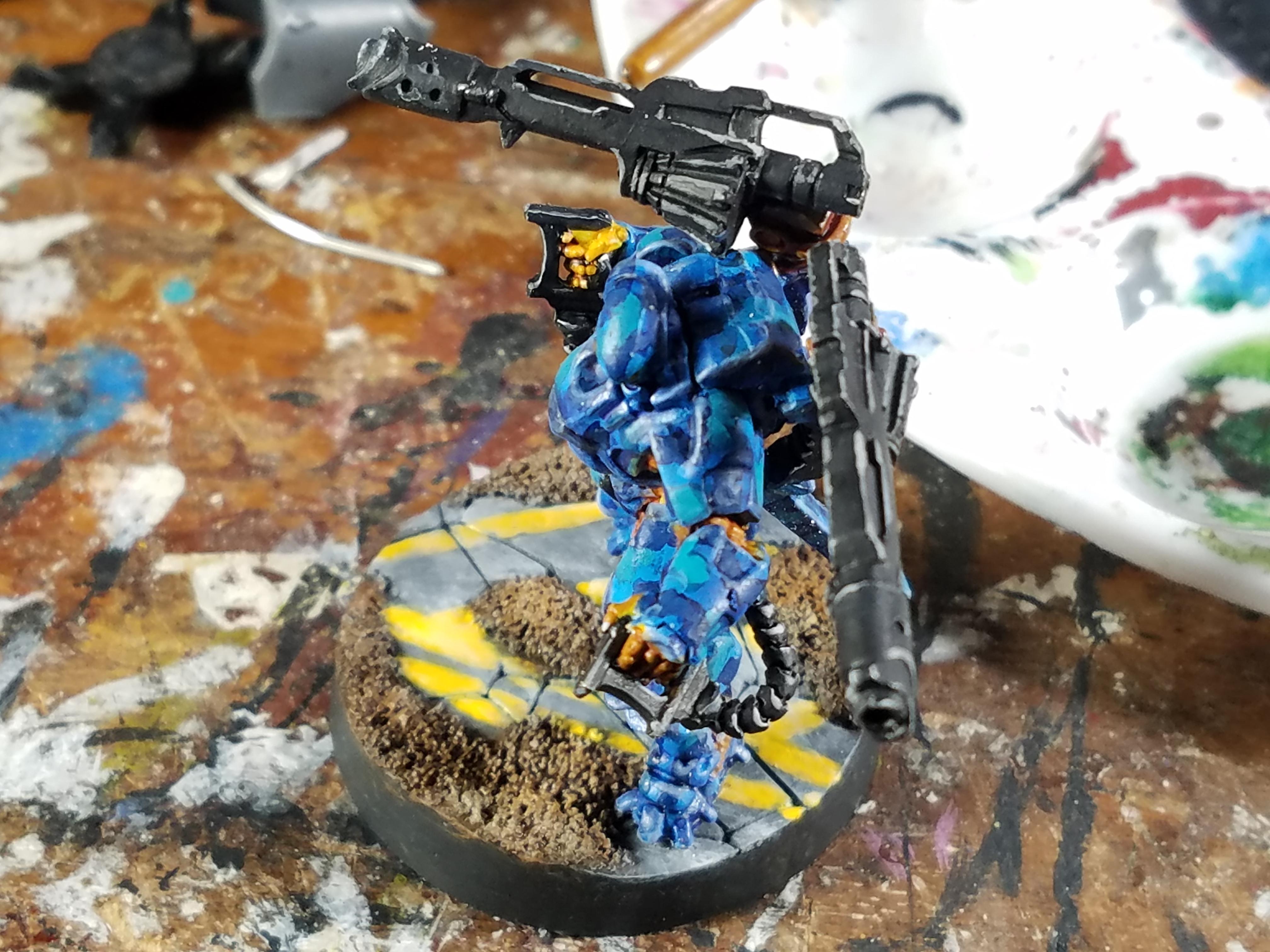 **** This Paint Job In Particular, Bad Camoflage, Blue Camoflage, Corvus Belli, Dakka Painting Challenge 2019, Digital Camoflage, Infinity, Yan Ho Invincible