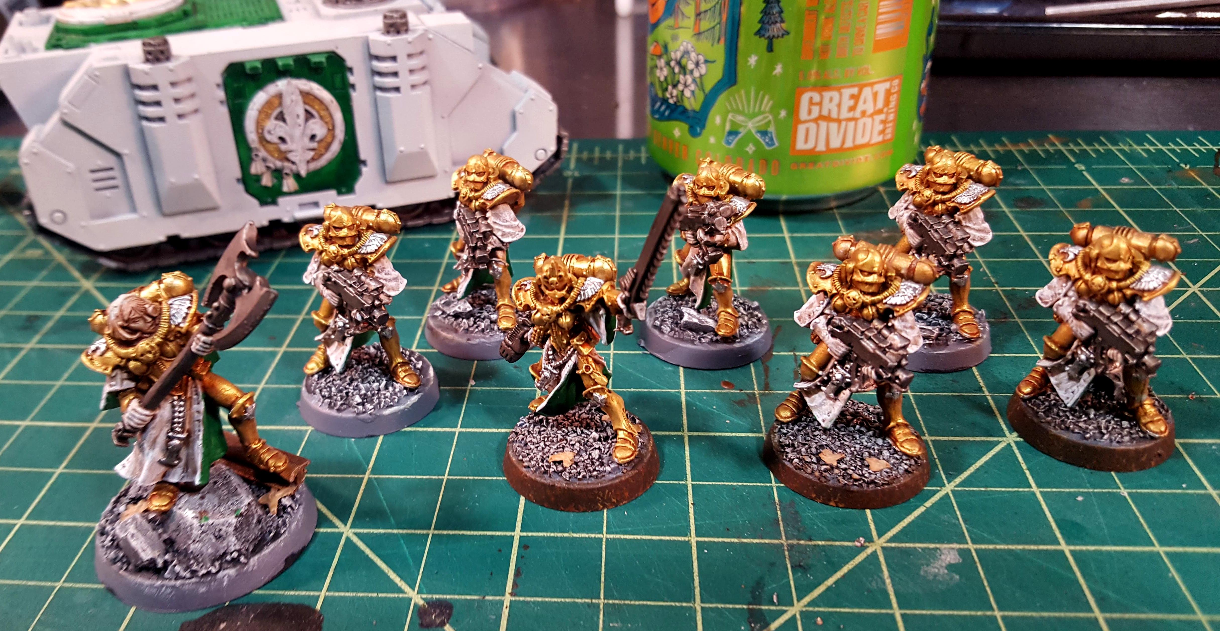 Celestian squad and Canoness with Power Axe, getting close to done