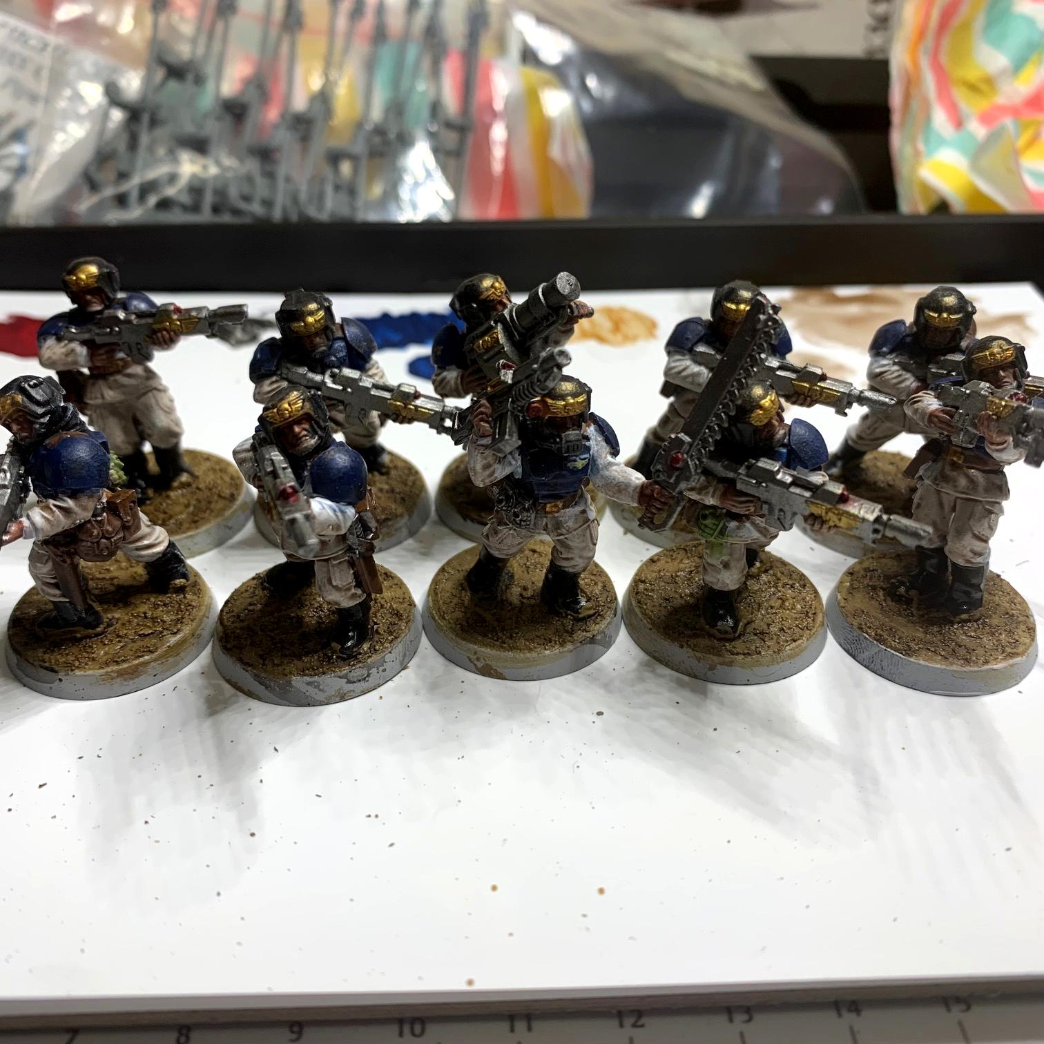 Armagedon Dust, Blue, Guardsmen, Imperial Guard, Lasguns, White