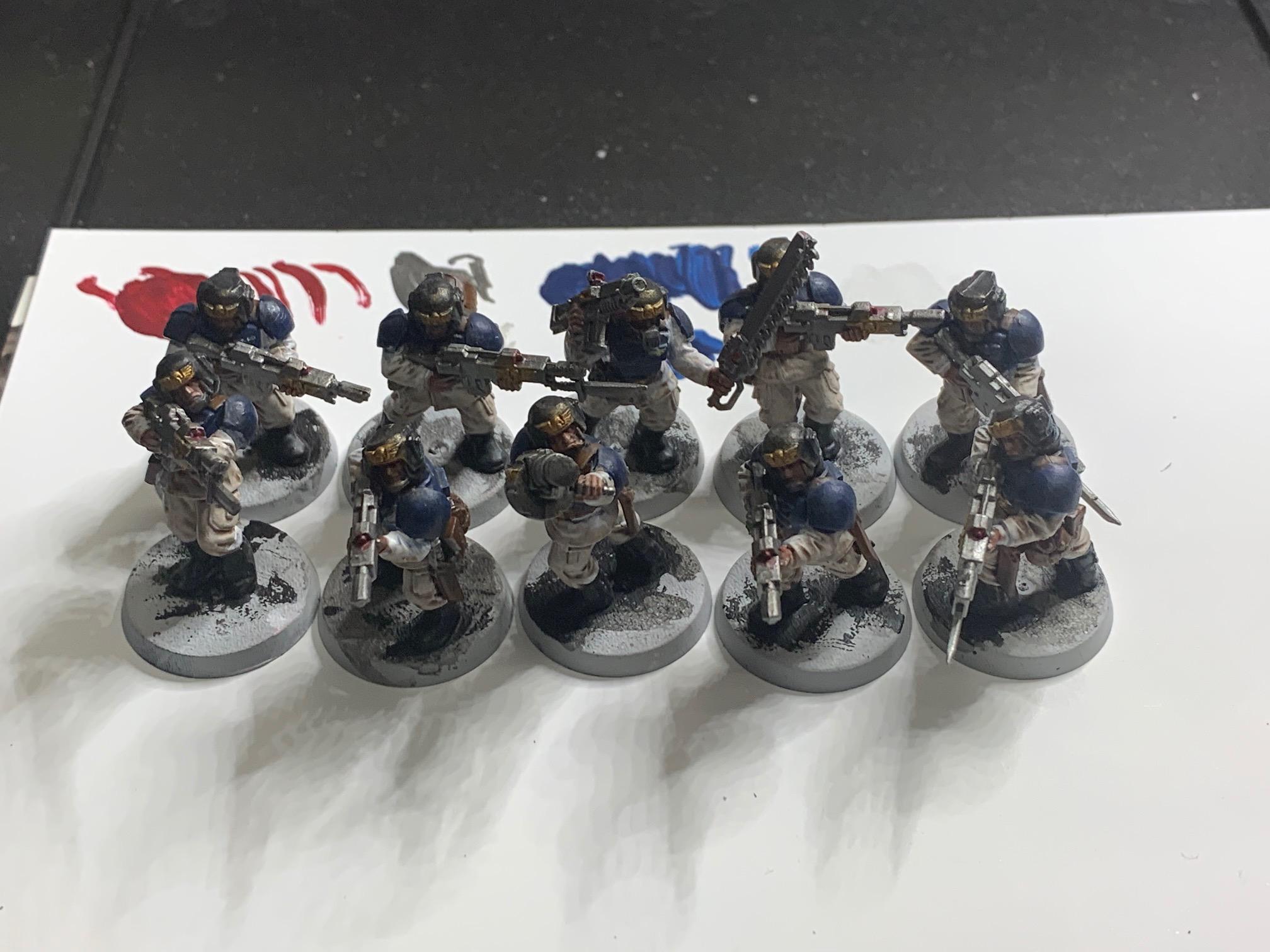 Blue, Guardsmen, Imperial Guard, Lasguns, White