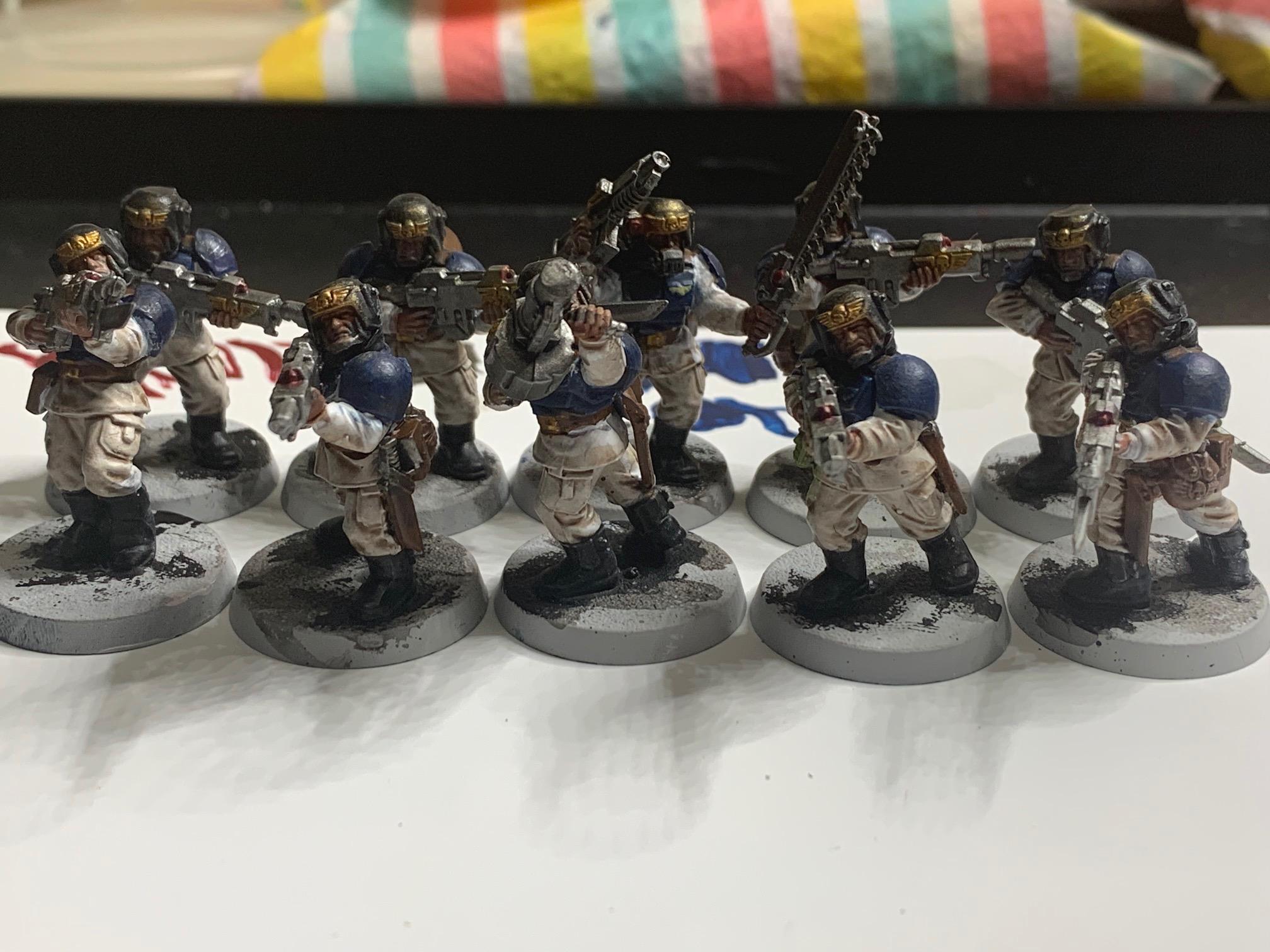 Blue, Guardsmen, Imperial Guard, Lasguns, Squad, White