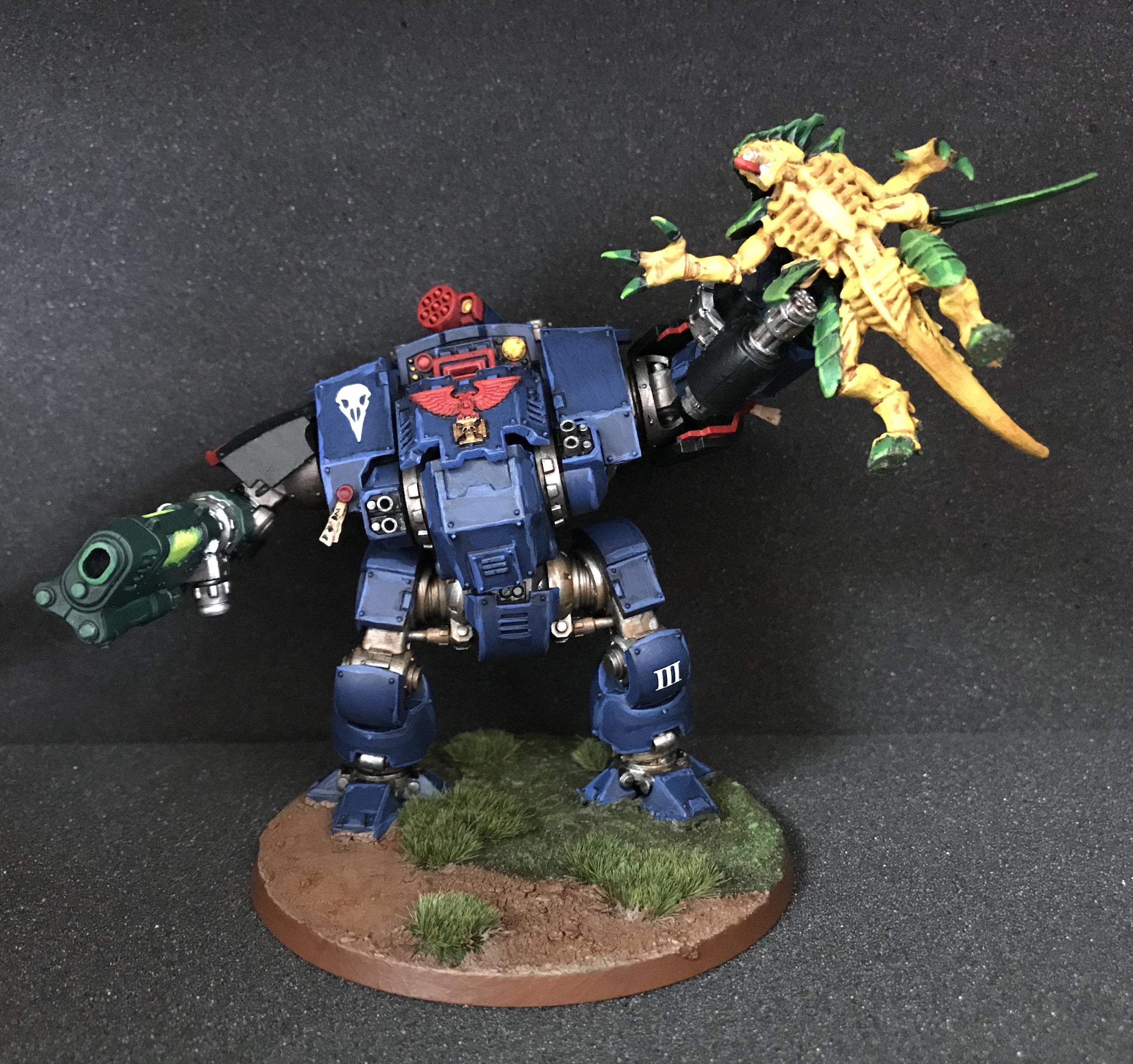 Finished Night Ravens Redemptor lifting Tyranid Warriror - front closed