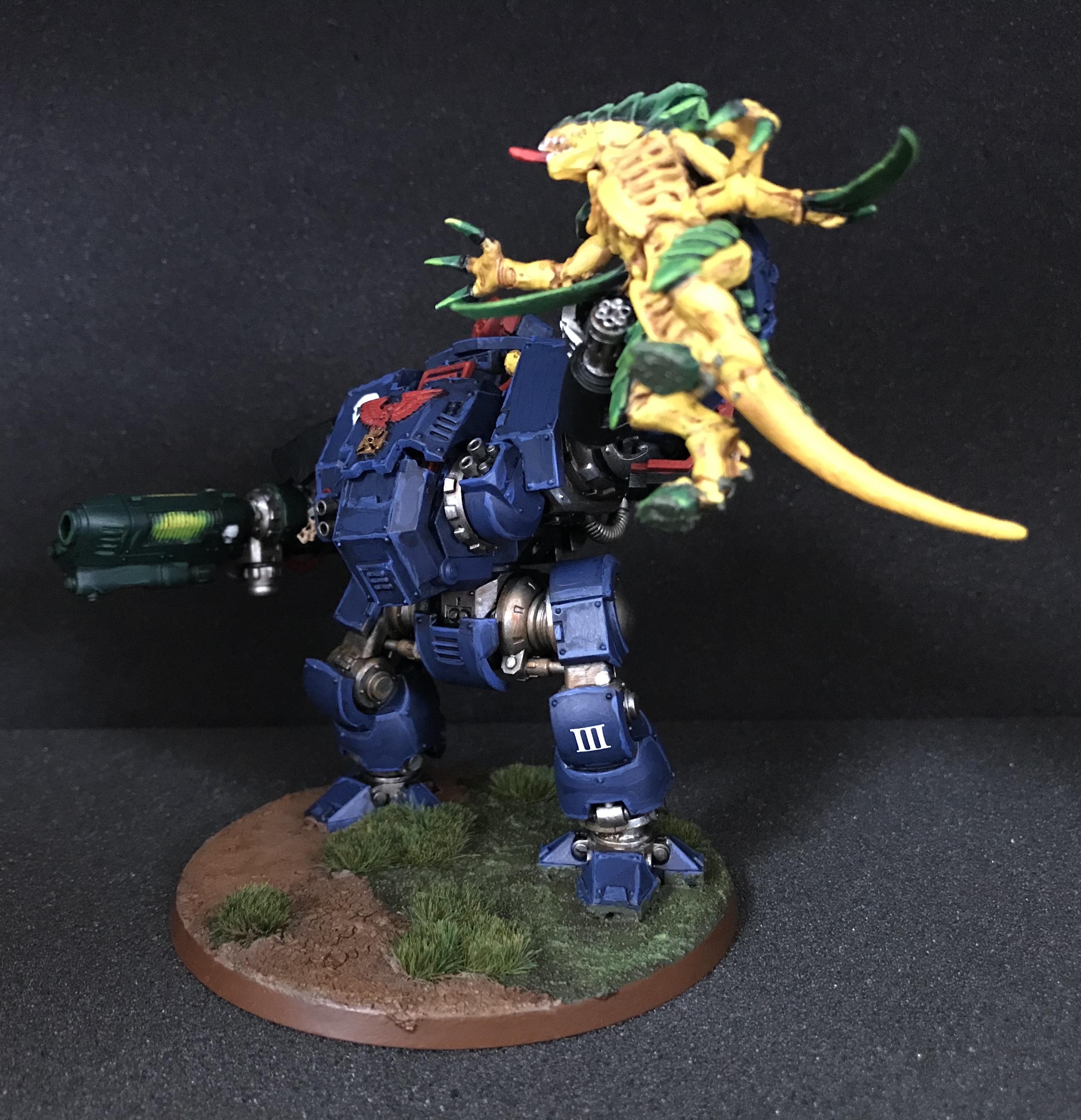 Finished Night Ravens Redemptor lifting Tyranid Warriror - front left