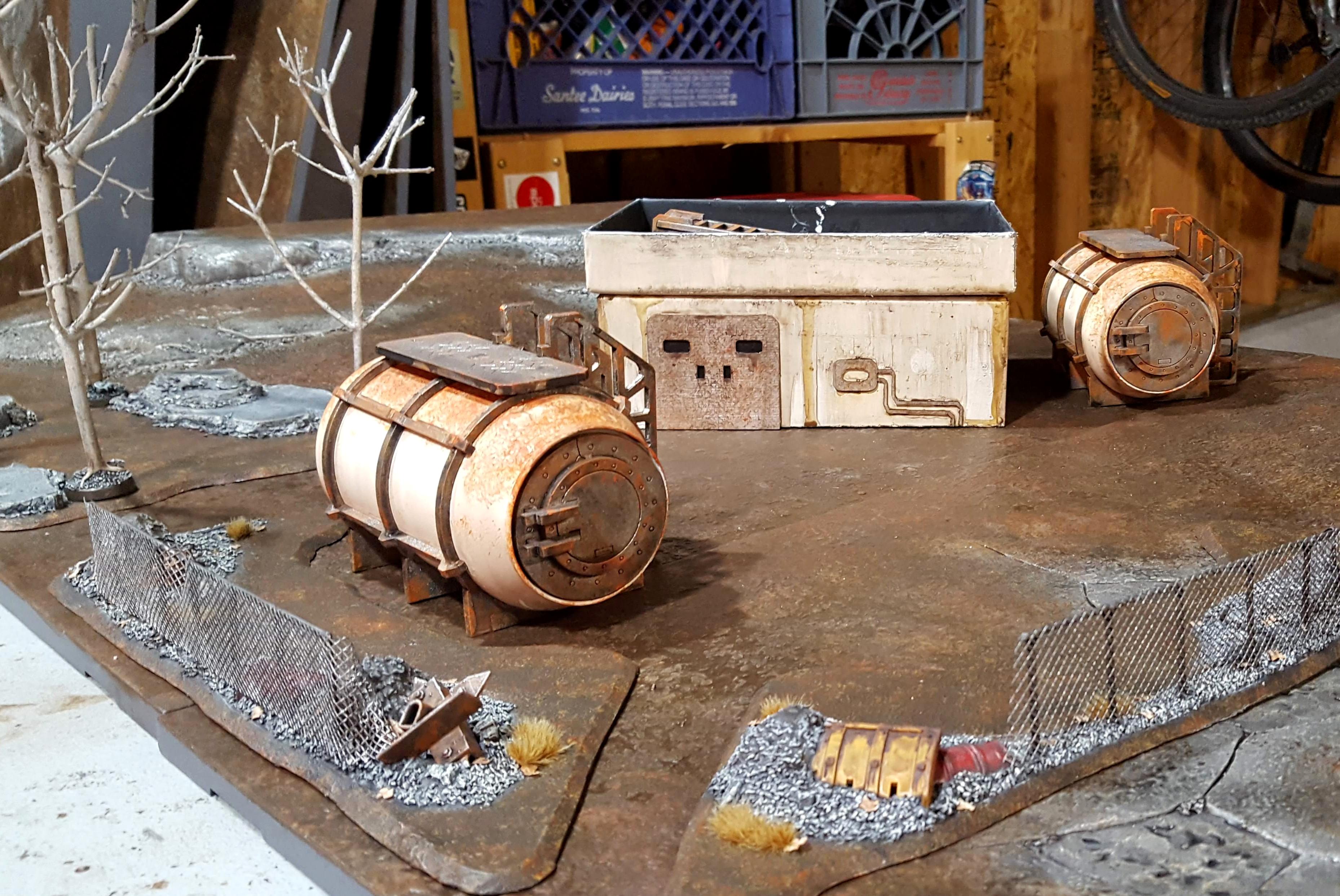 Fuel storage yard and machine shop