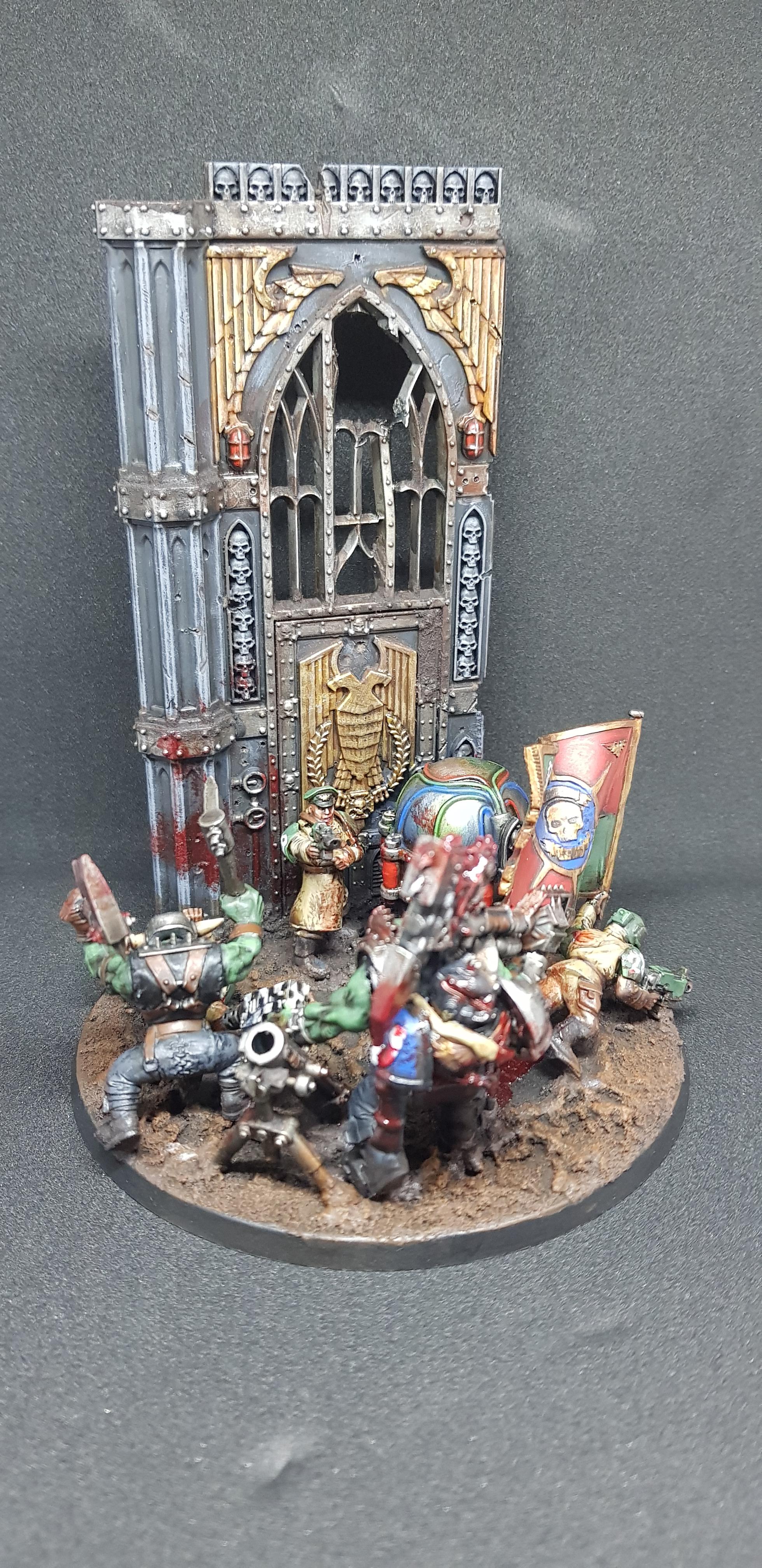 Boy, Cadians, Command Squad, Diorama, Exterminatus, Goff, Imperial Guard, Nob, Objective Marker, Only In Death, Orks