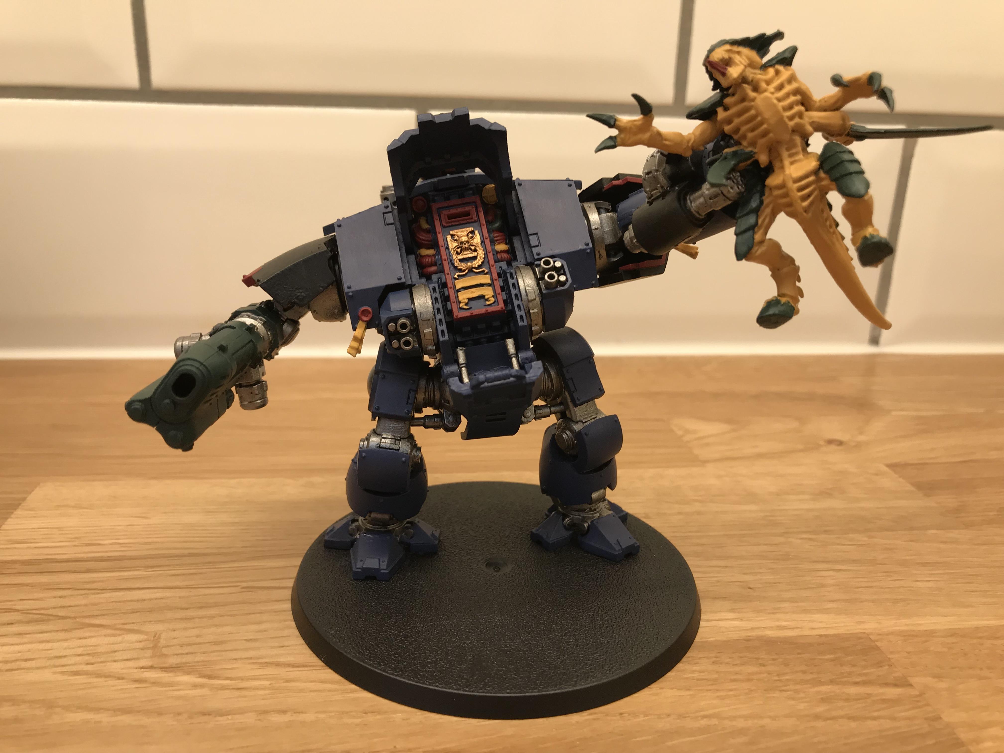 Base coated Redemptor and Tyranid Warrior - front open