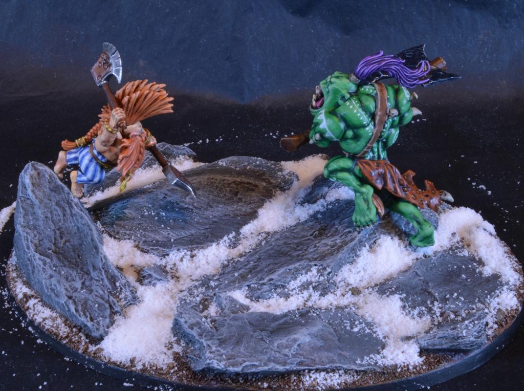 Boss, Diorama, Dragon Slayer, Dwarves, Fight, Orcs, Savage Orc, Snow