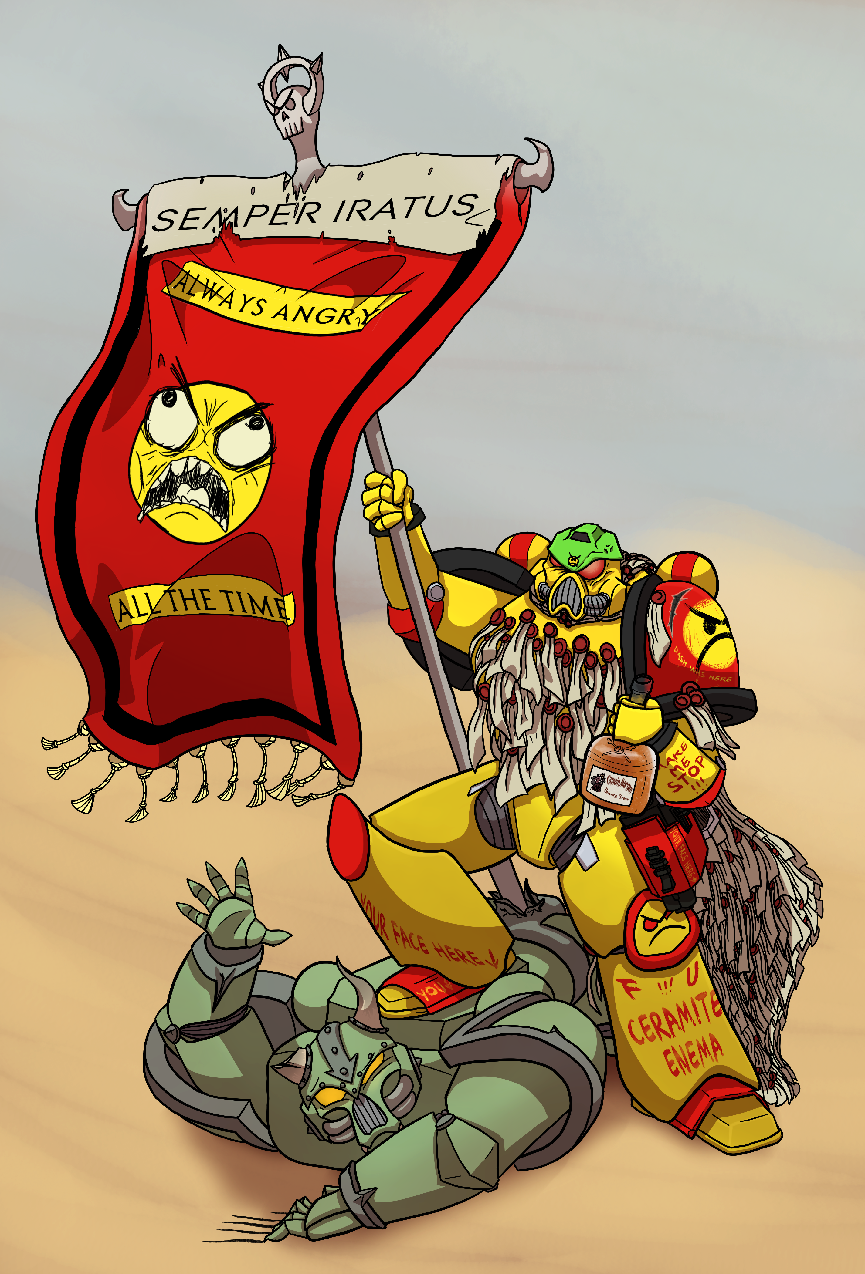 Angry Marines, Artwork, Cartoon, Humor