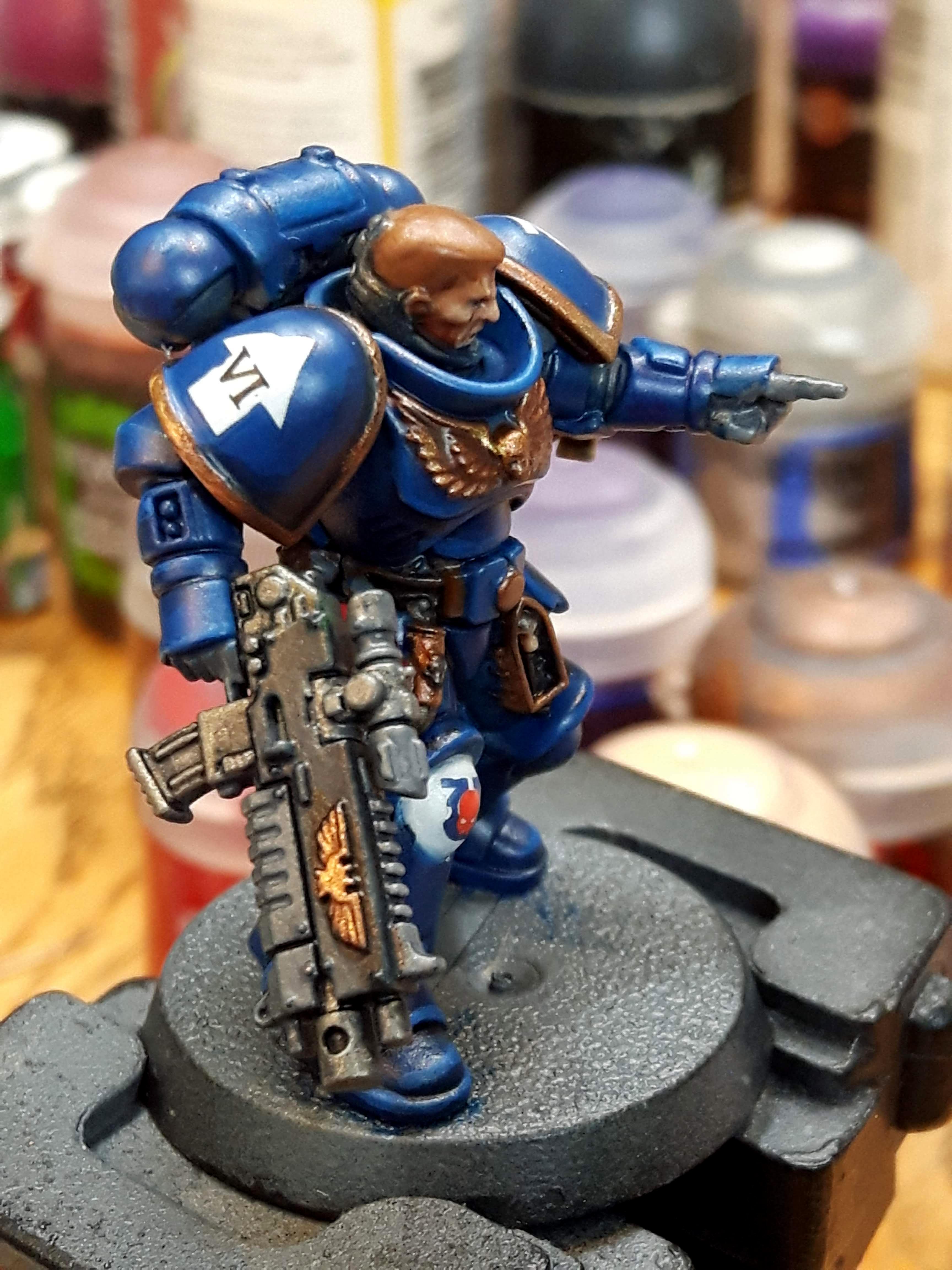 Colour Scheme, Paint Job, Primaris, Sergeant, Space Marines, Test Model, Ultramarines