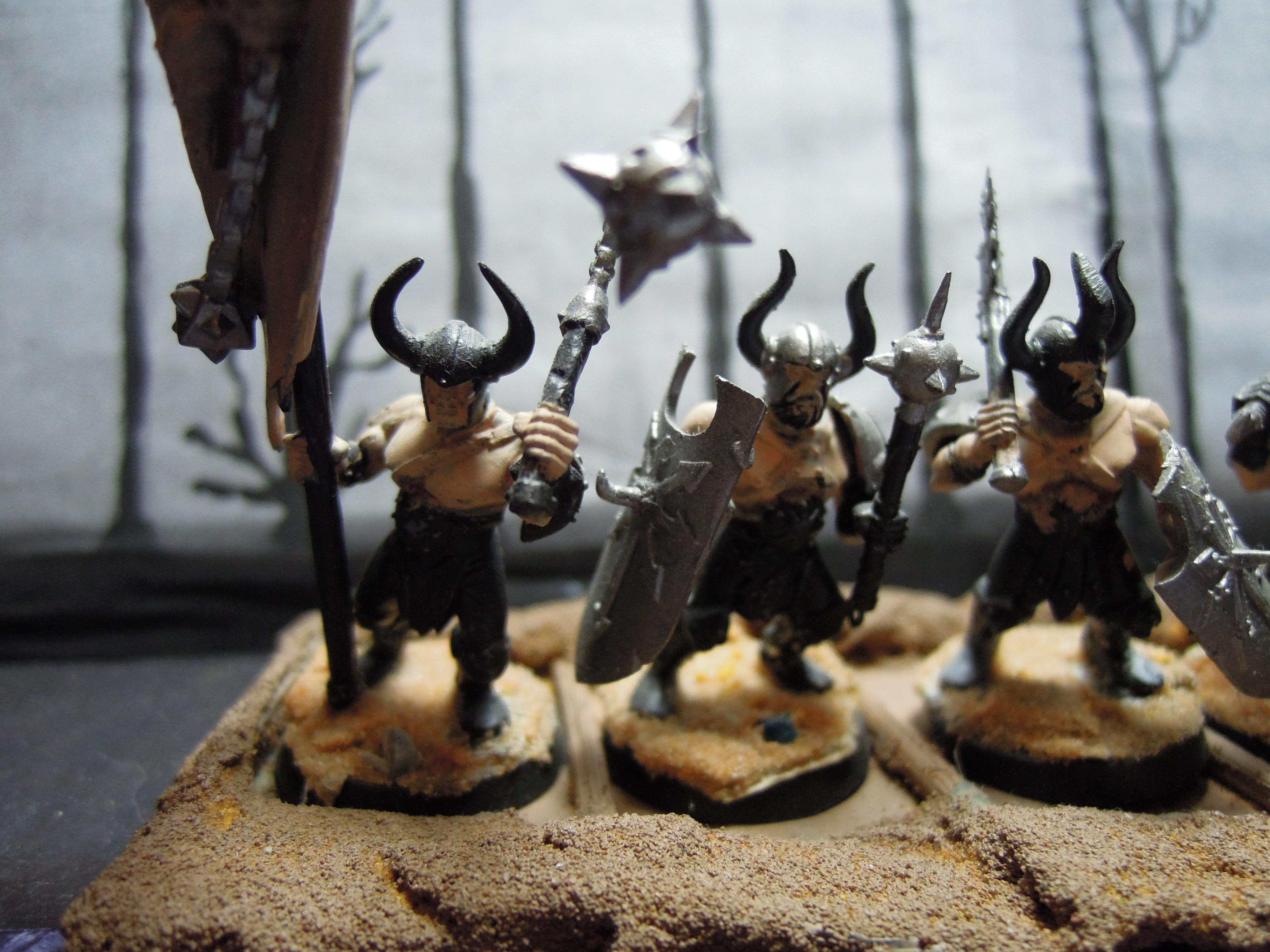 Age Of Sigmar, Banner, Barbarian, Chaos, Conversion, Flail, Infantry, Mace, Marauders, Norsca, Regiment, Shield, Slaves To Darkness, Warband, Warhammer Fantasy Battles, Work In Progress
