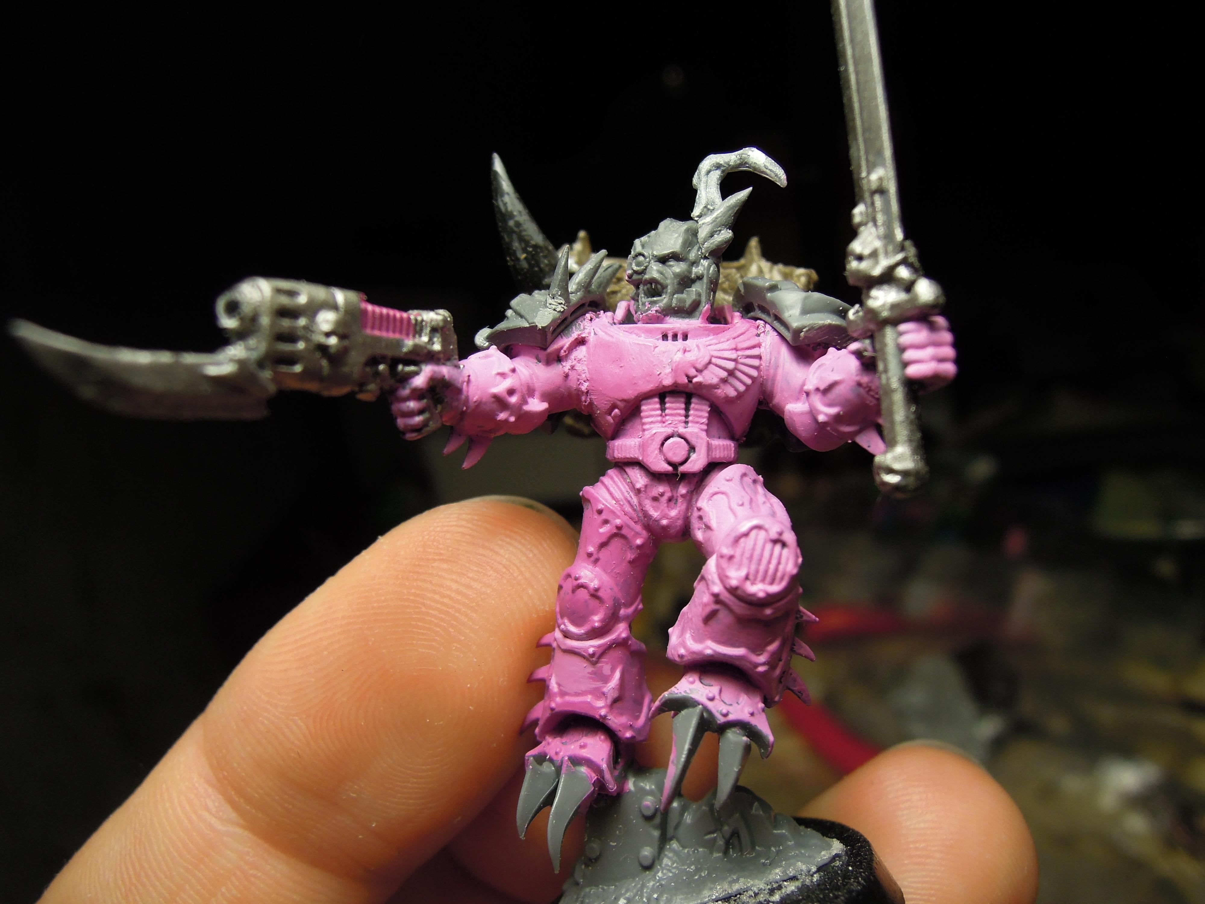 Aspiring Champion, Brown Stuff, Chaos, Chaos Space Marines, Conversion, Emperor's Children, Heresy, Heretic Astartes, Infantry, Kitbash, Perfection Or Death, Plasma Pistol, Possessed, Power Sword, Raptors, Slaanesh, Traitor Legions, Warhammer 40,000, Work In Progress