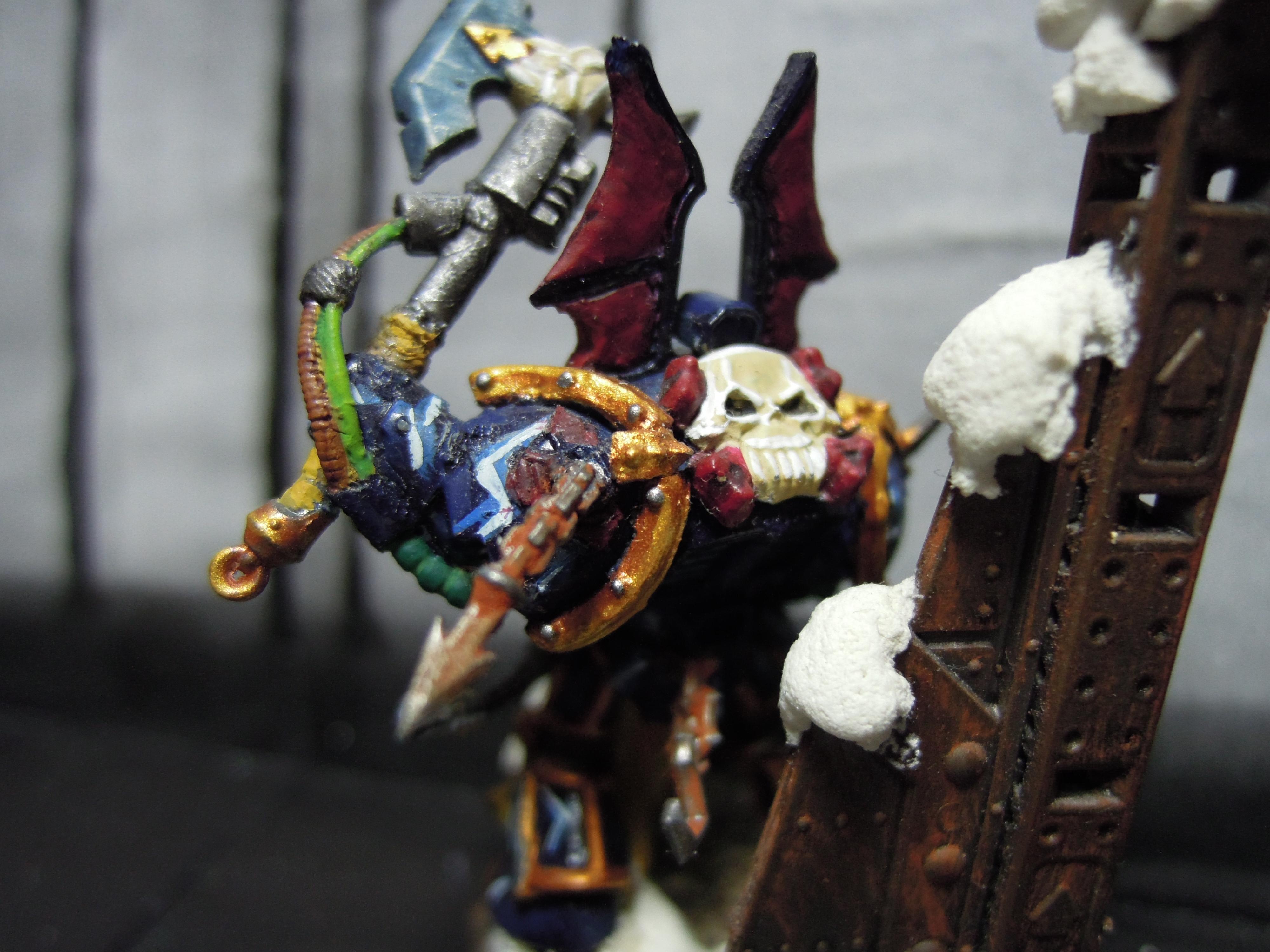 Ave Dominus Nox, Chaos, Chaos Space Marines, Chaos Undivided, Conversion, Dark Vengeance, Heresy, Infantry, Kitbash, Night Lords, Power Axe, Snow, Terminator Armor, Traitor Legions, Warhammer 40,000, Winged