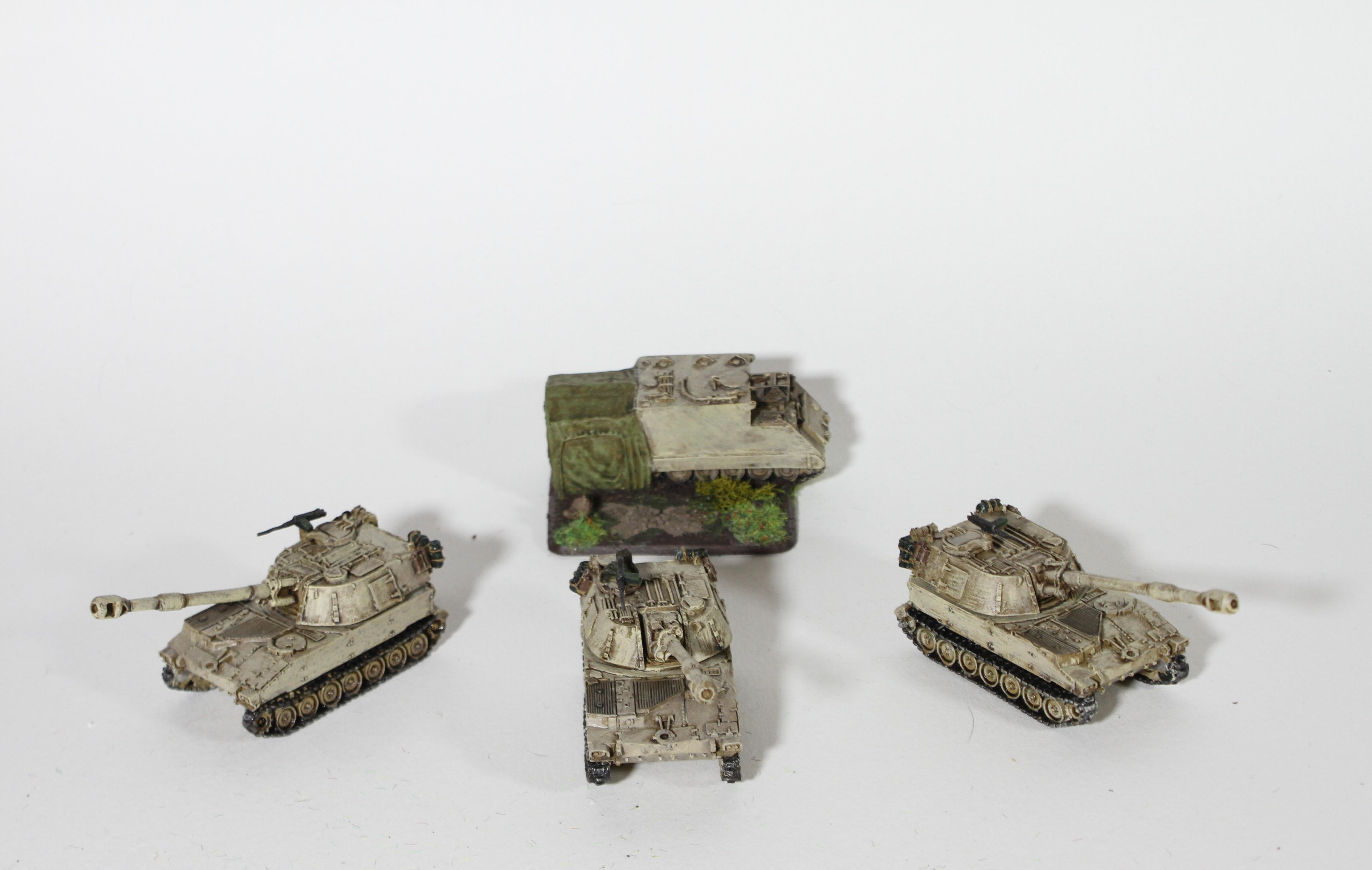 Abrams, Artillery, Cold War, Flames Of War, Modern, Paladin, Tan, Tank, Team Yankee