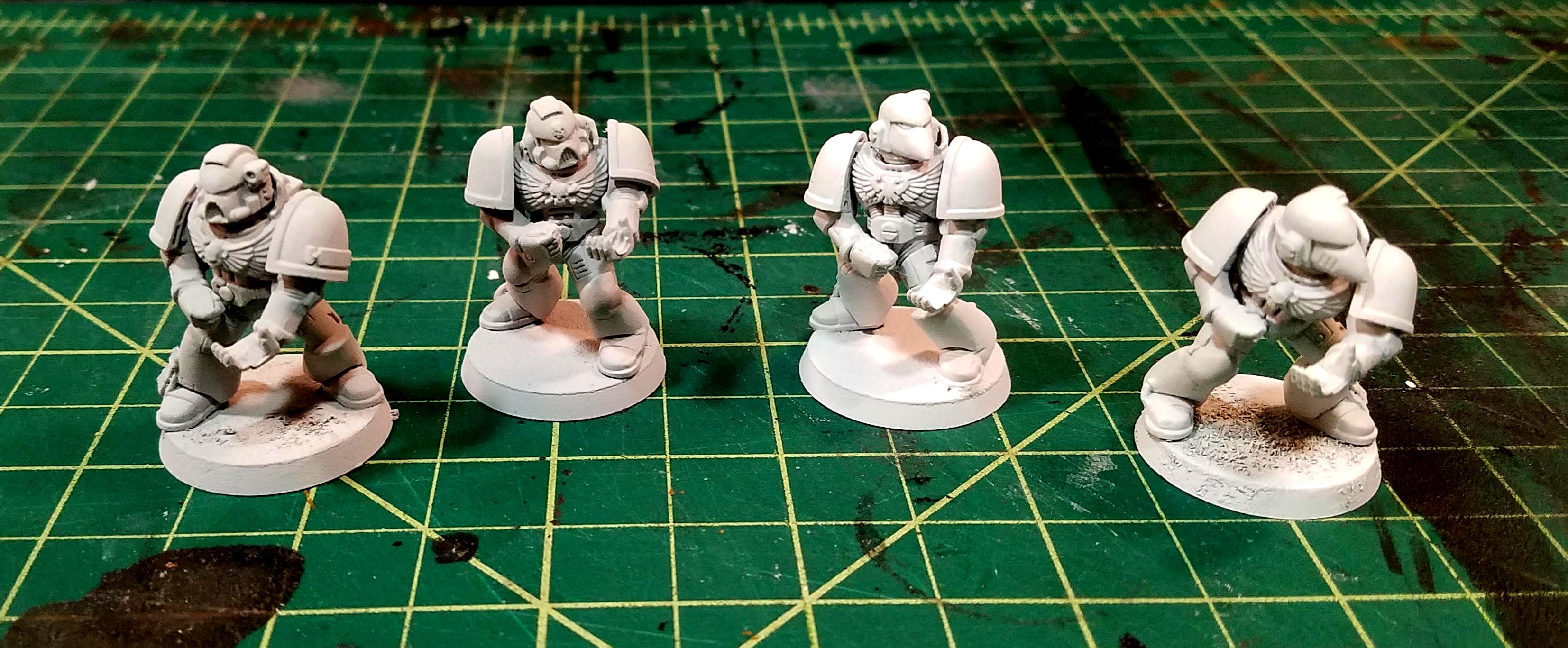 Corax White on the left, 2X Paint/Primer on the right
