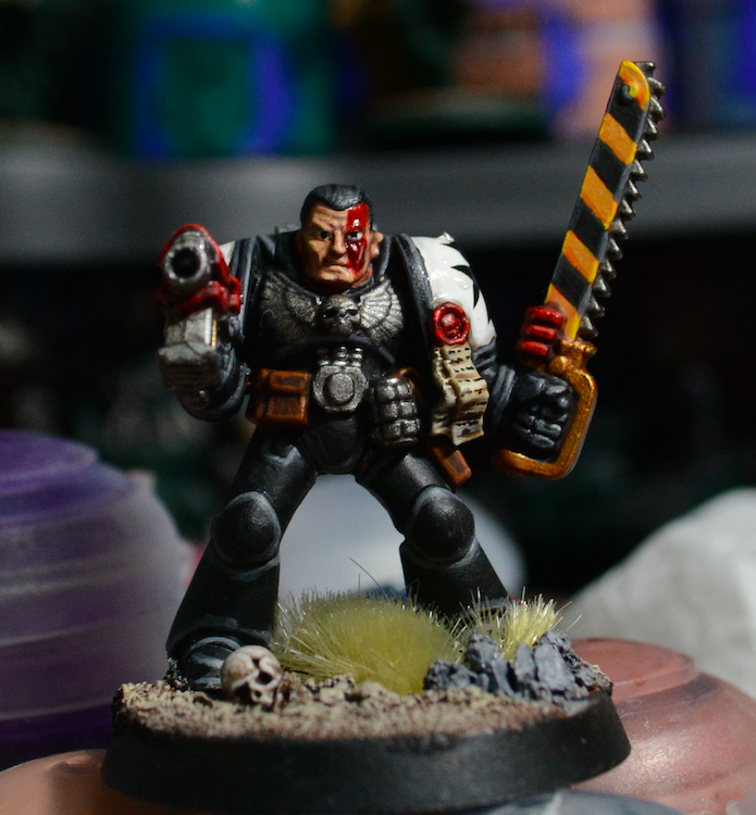 2nd Edition, Black, Black Templars, Blood, Crusader Squad, Gore, Hazard Stripes, Red, Retro, Space Marines, White