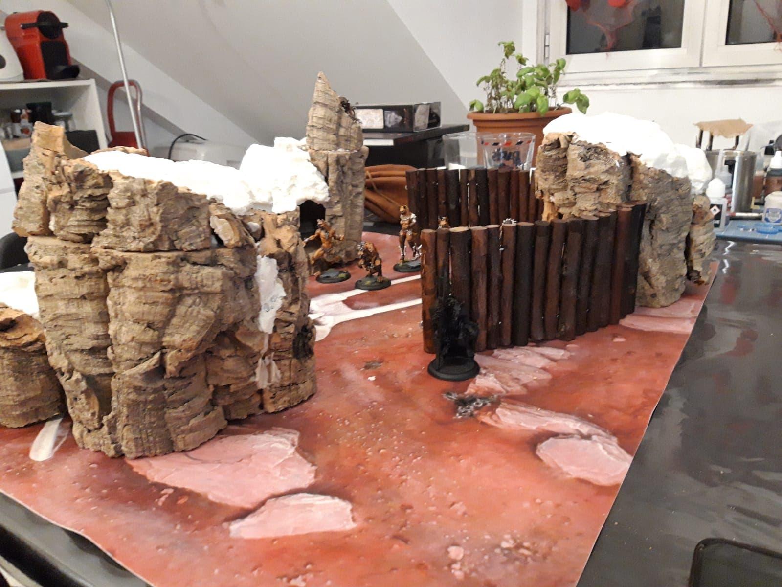 I've also built some walls. Or, more exactly, I found some "wood bridges", normally used for rodents, and added some paint on it. I will need to work a bit more on them, but for now it makes the job :)