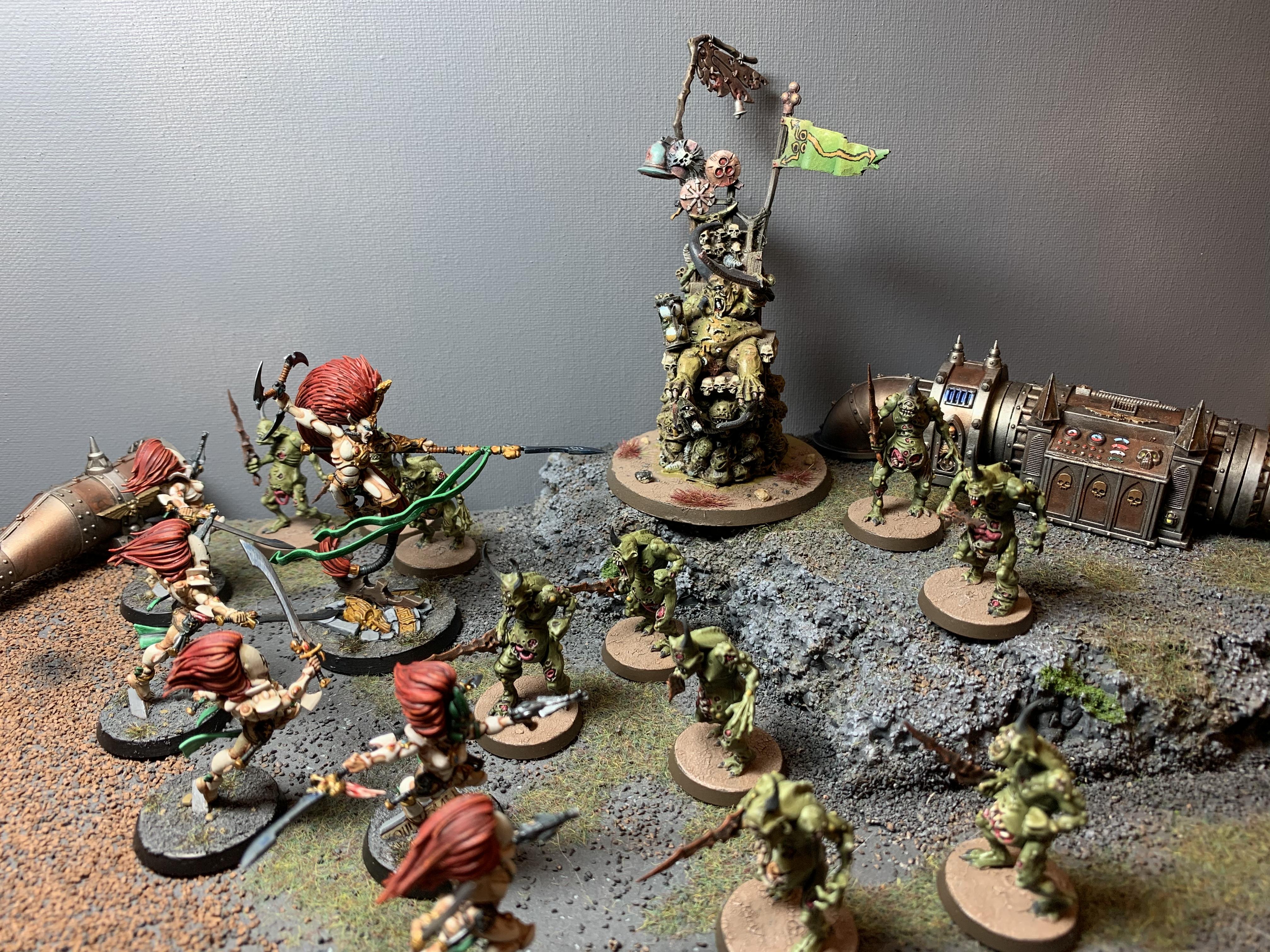  Jain Zar leads the banshees versus the daemon Epidemius and plague bearers. 