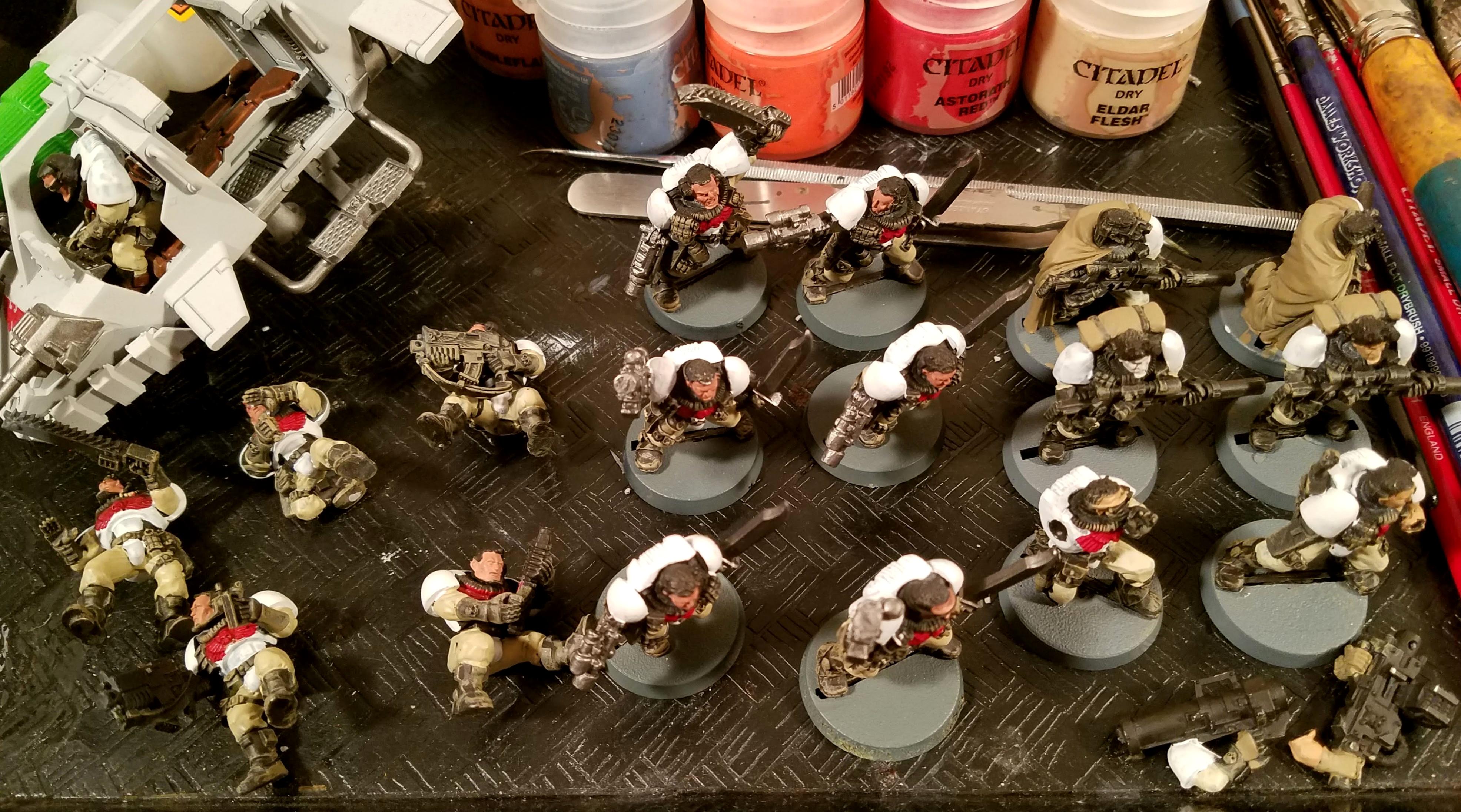 A Battalion's worth of White Scars scouts, including the passengers from the Storm who can disembark onto magnetic bases