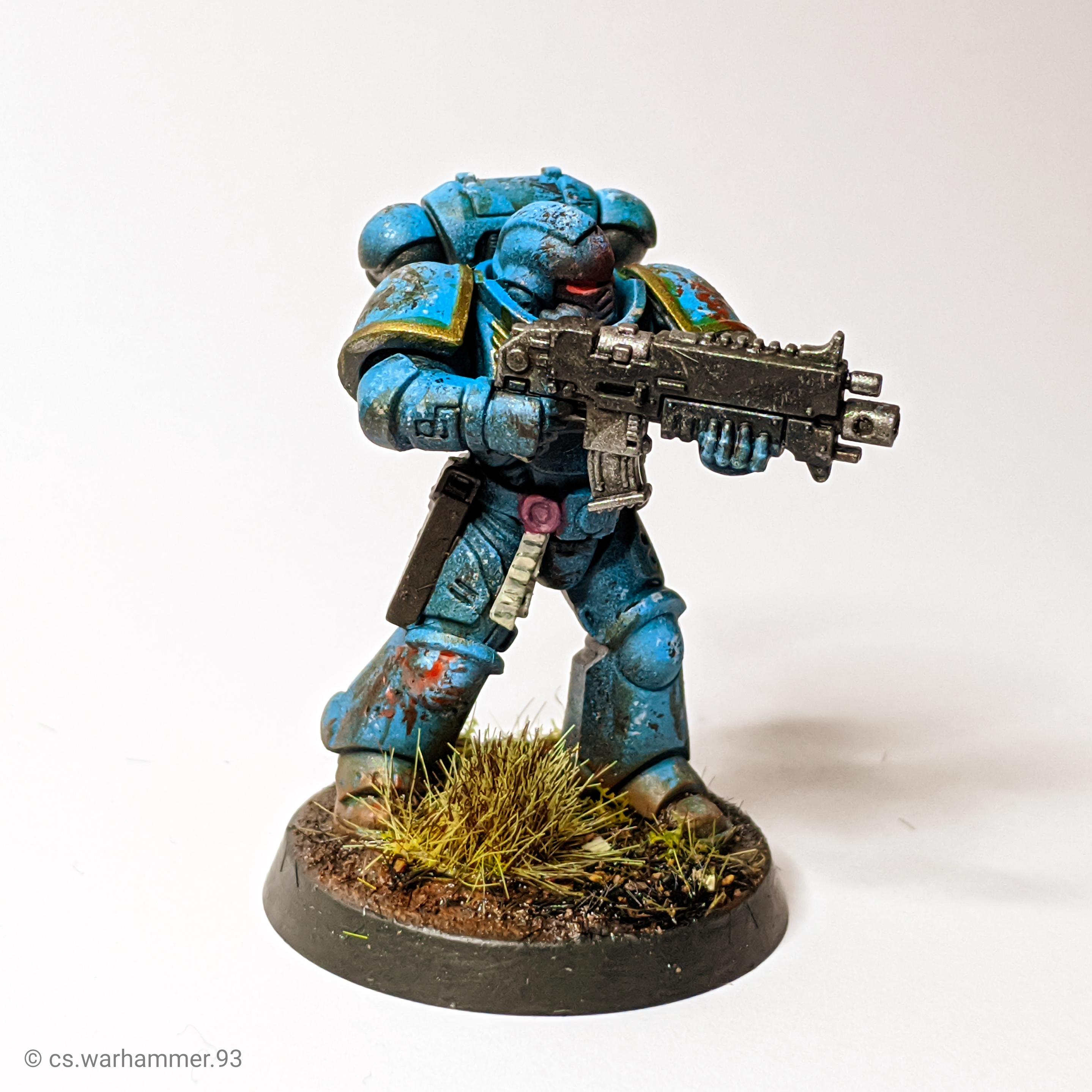 Airbrush, Blue, Games Workshop, Grimdark, Intercessors, Mud, Object Source Lighting, Primaris, Space Marines, Swamp, Thousand Sons Blue, Ultramarines, Warhammer 40,000, Warhammer Fantasy, Weathered