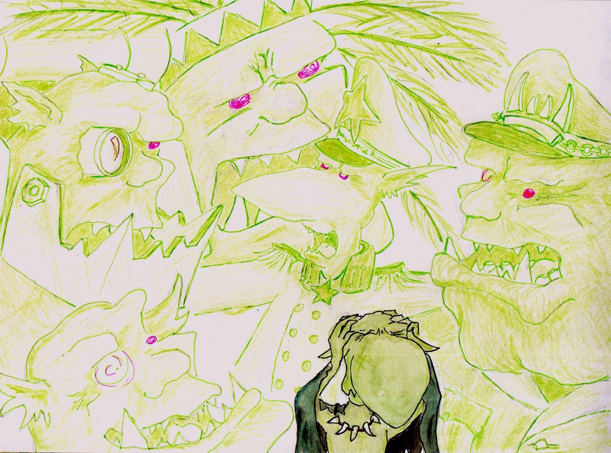 Cartoon, Drawing, Fiction, Graphic, Grots, Humour, Illustration, Orks, Sketch