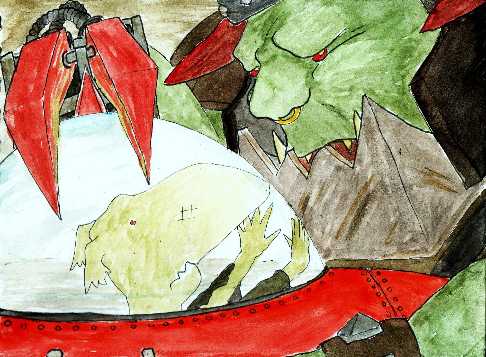 Cartoon, Fiction, Grots, Humour, Illustration, Orks, Sketch