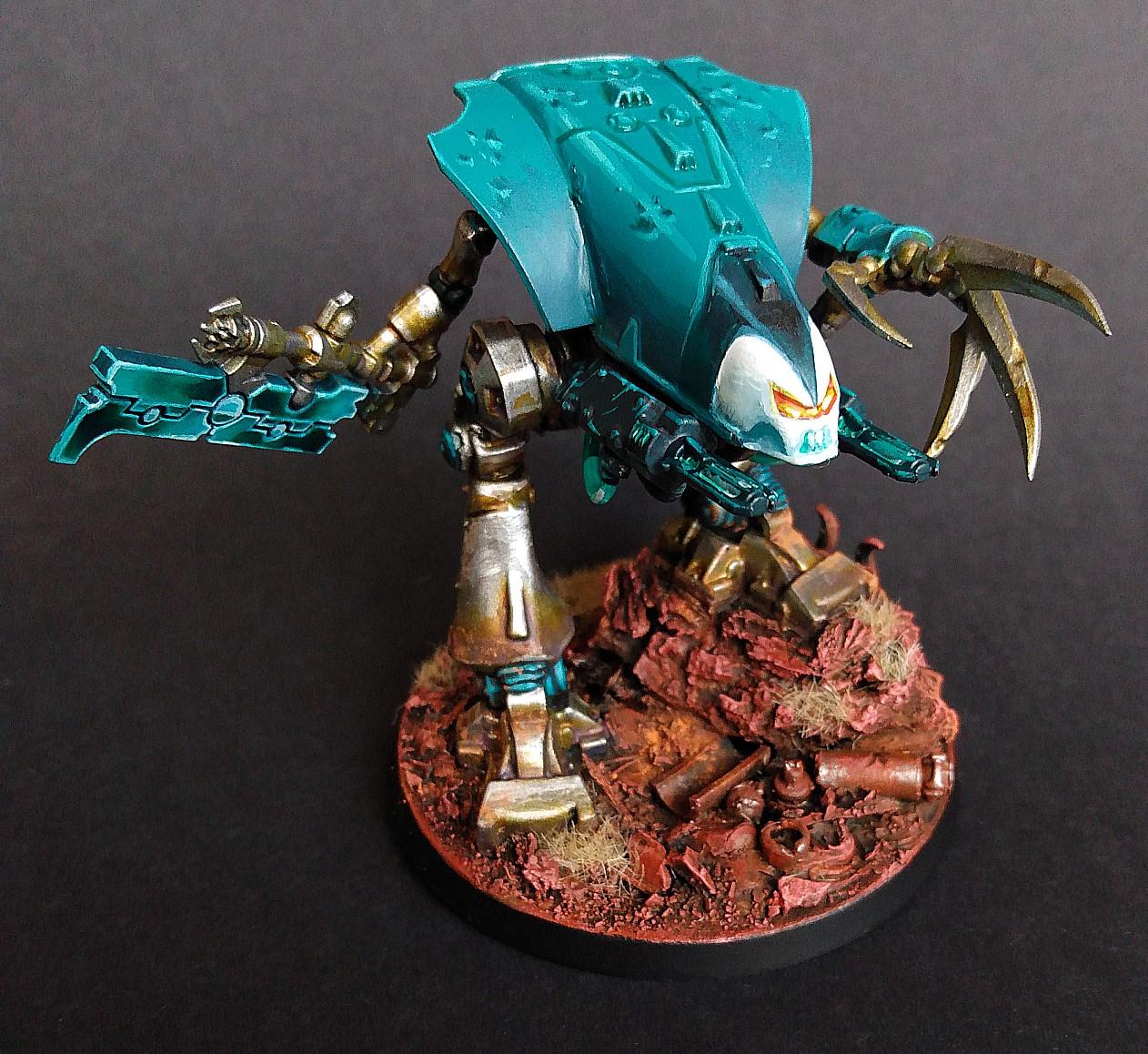 Necron Color Scheme, Necron Paint Scheme, Painted Skorpekh Lord, Skorpekh Lord, Weathering Powder