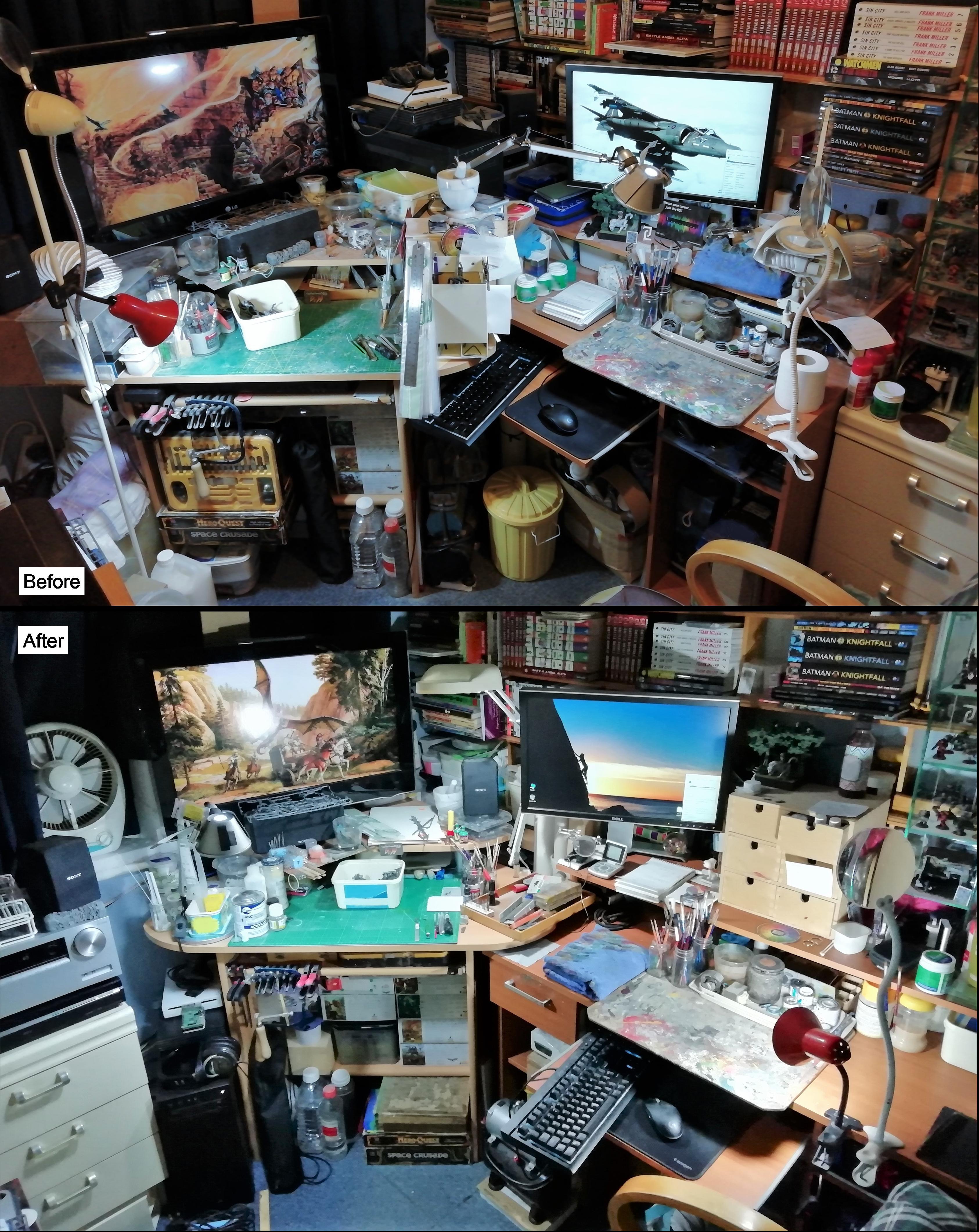 Room rearrangement; before and after