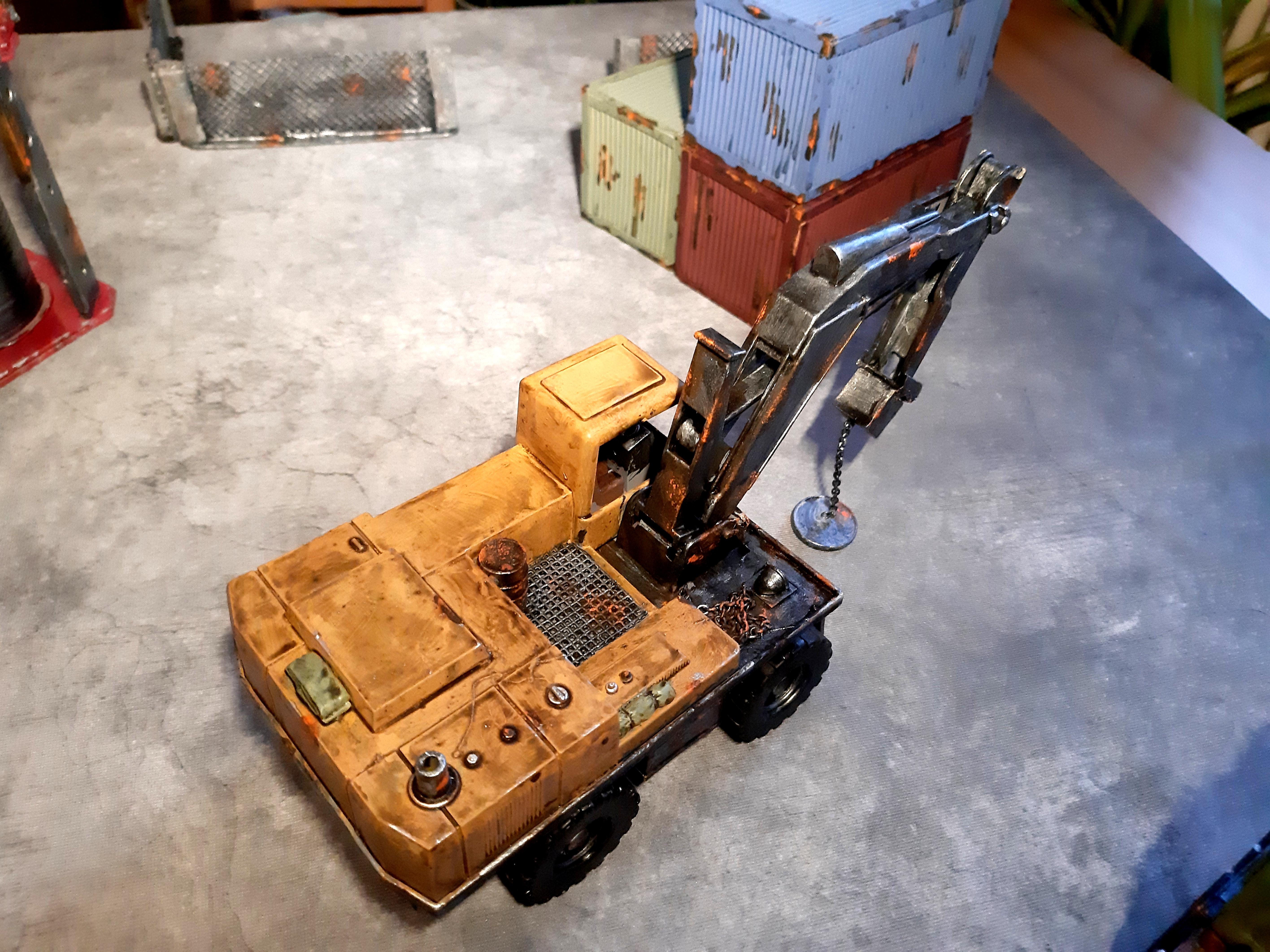 Crane and containers