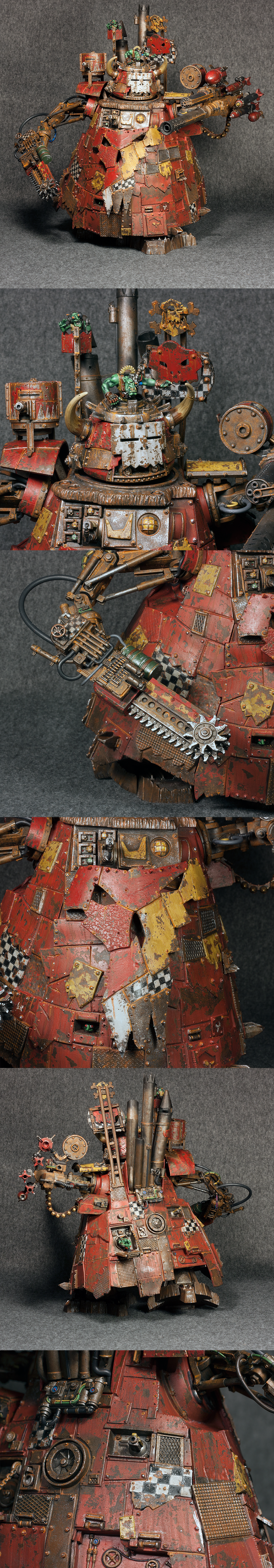 Checkers, Heavy, Orks, Red, Rust, Stompa, Super-heavy, Walker, Warhammer 40,000, Weathered