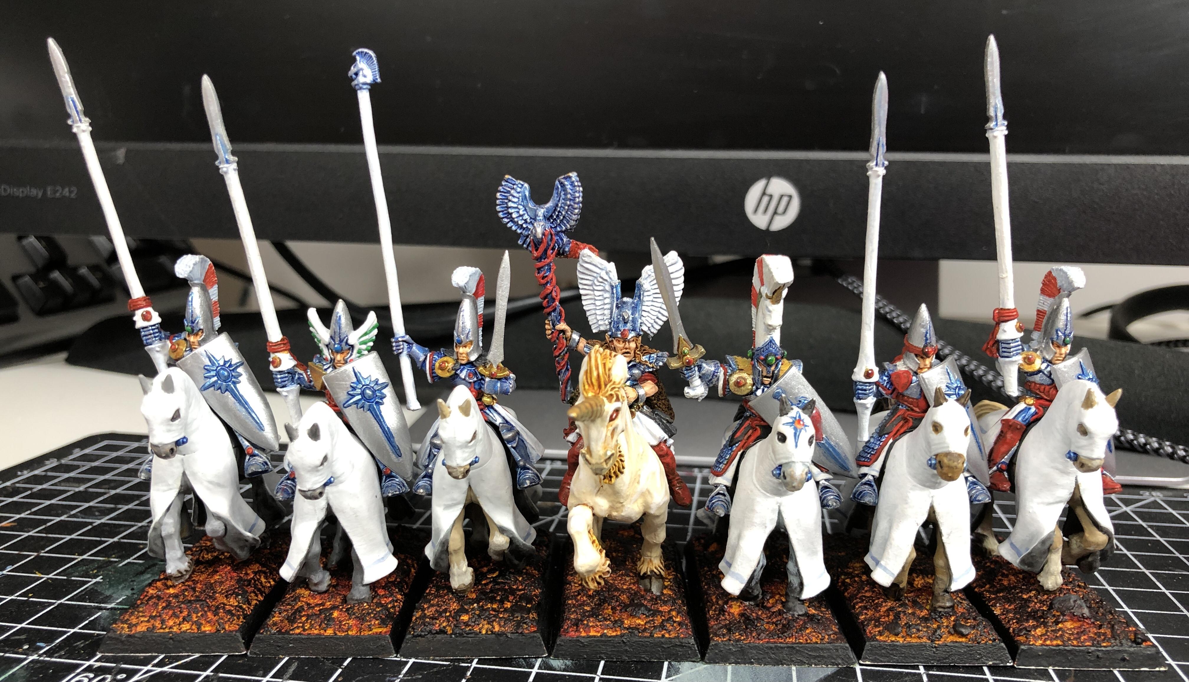 4th Edition, 5th Edition, Champion, High Elves, Mage, Marauder Miniatures, Silver Helms, Standard Bearer, Unicorn, Warhammer Fantasy