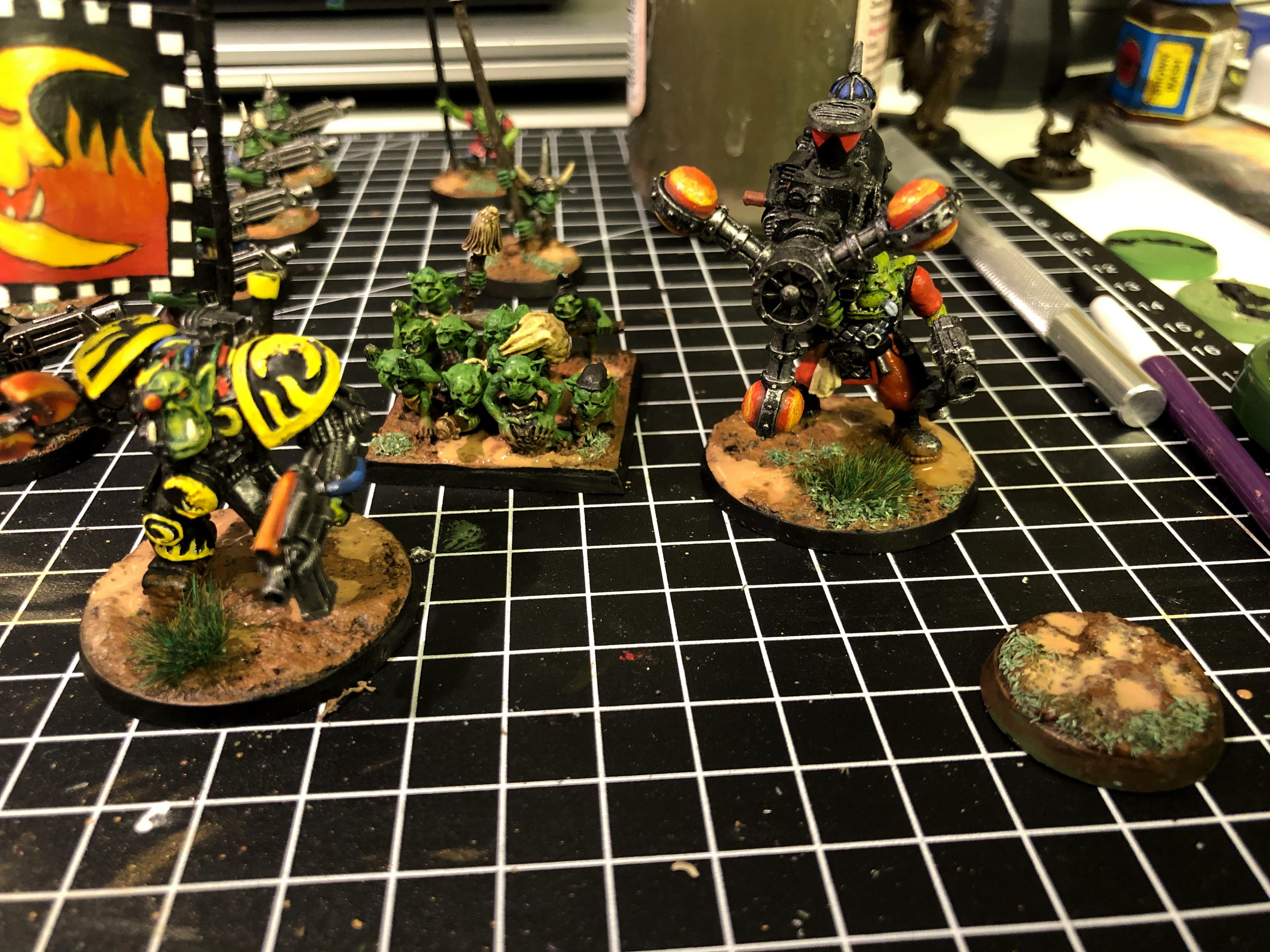 2nd Edition, Big Mek, Mega Armor, Nob, Orks, Shokk Attack Gun, Snotlings, Warhammer 40,000, Wet Mud